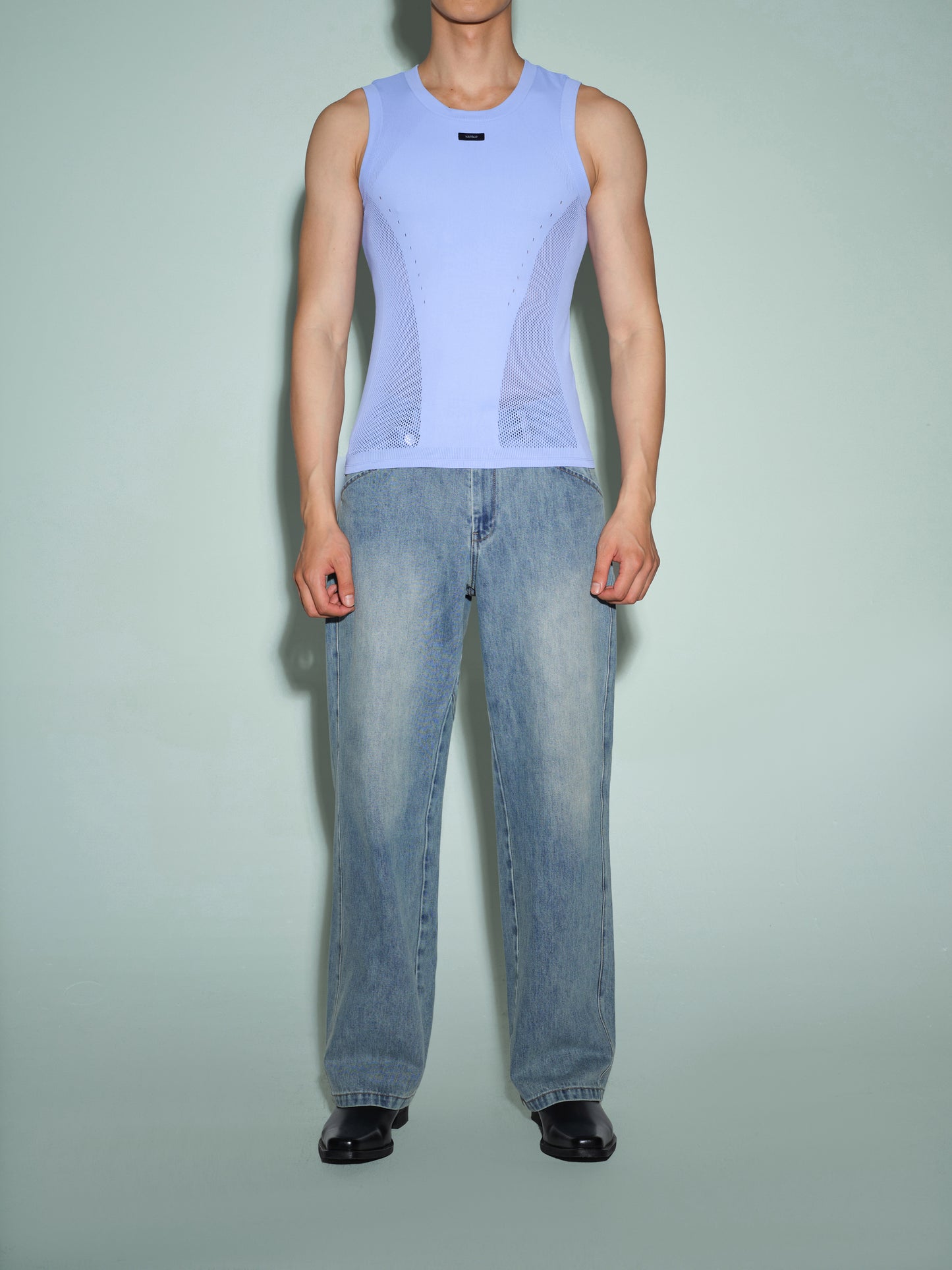 Seamless Openwork Vest & Long Sleeve Top