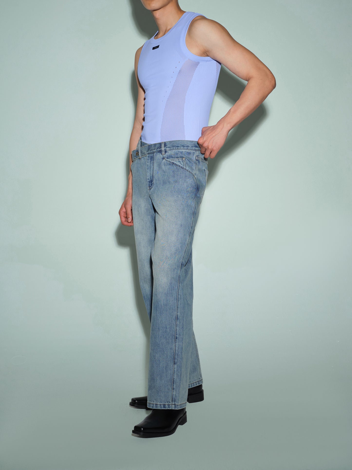 Seamless Openwork Vest & Long Sleeve Top