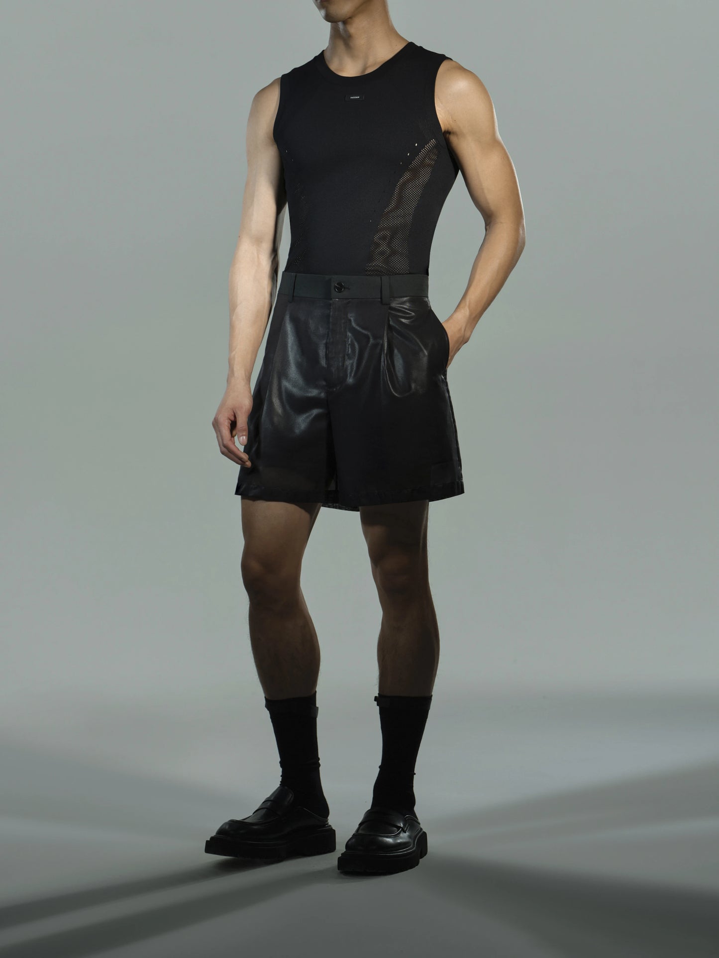 Seamless Openwork Vest & Long Sleeve Top