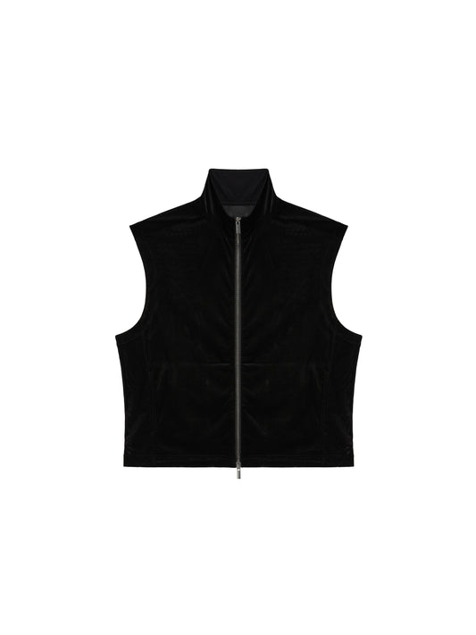 Sheer Velvet Mesh Zip Vest