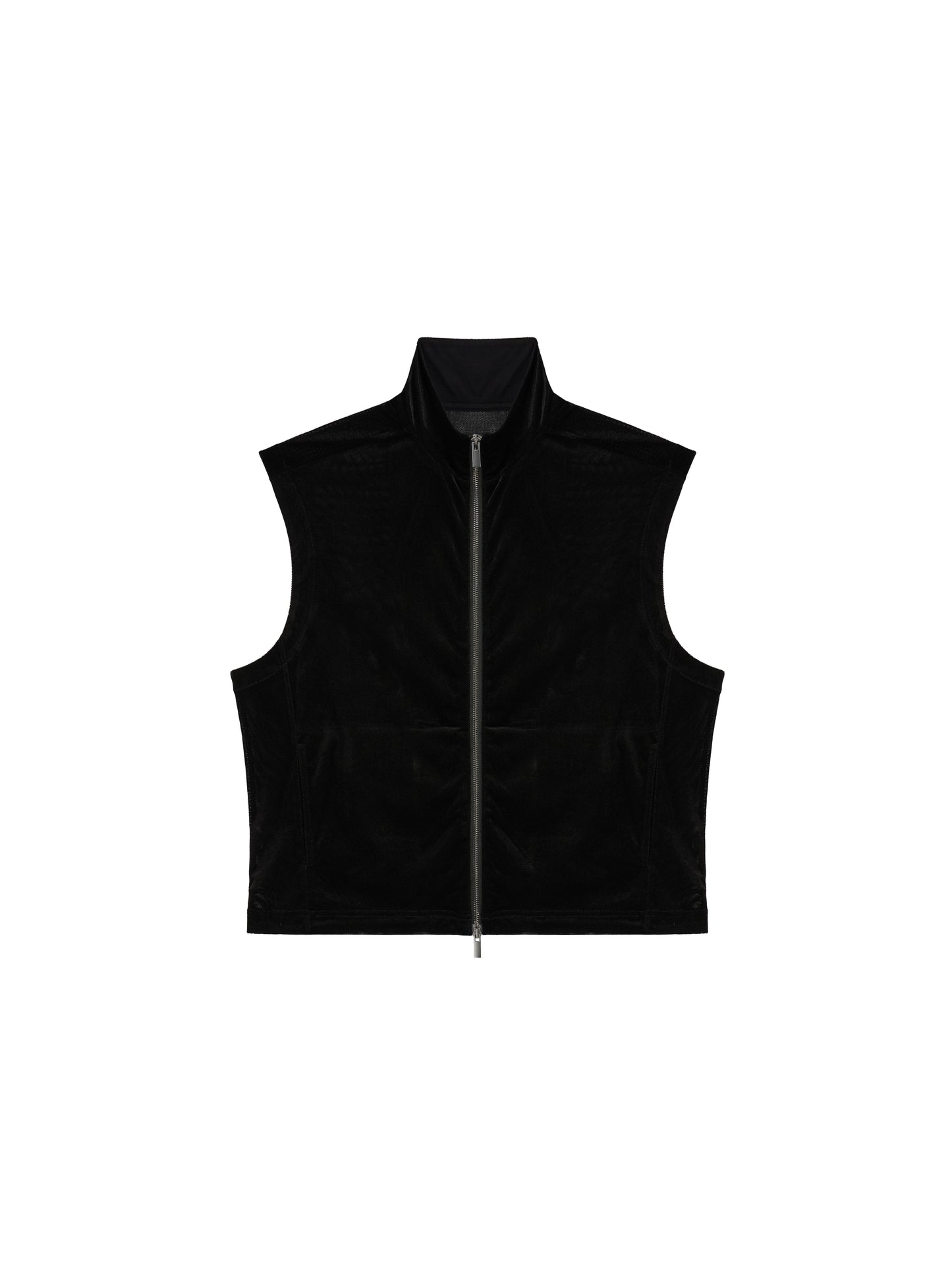 Sheer Velvet Mesh Zip Vest