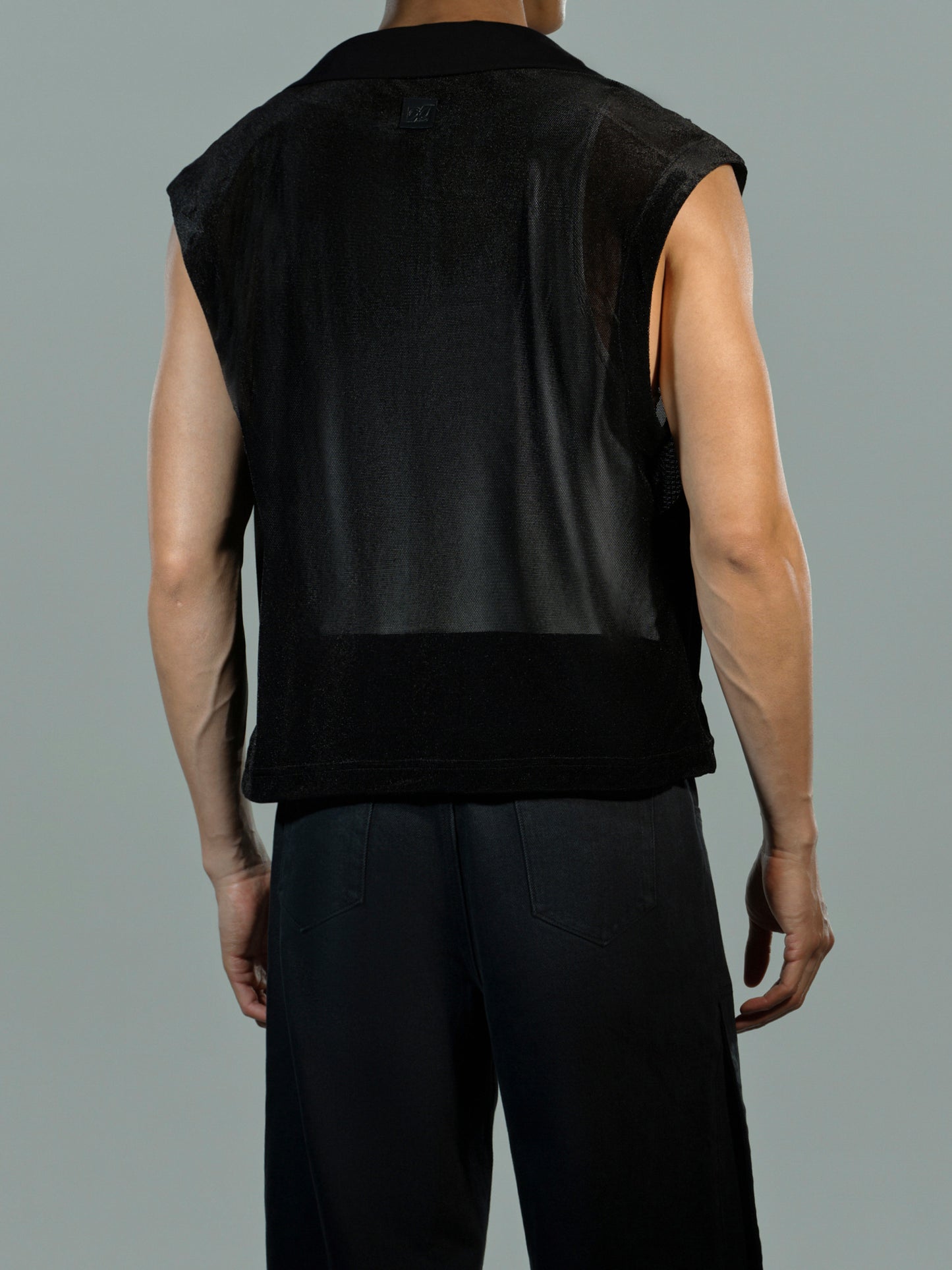 Sheer Velvet Mesh Zip Vest