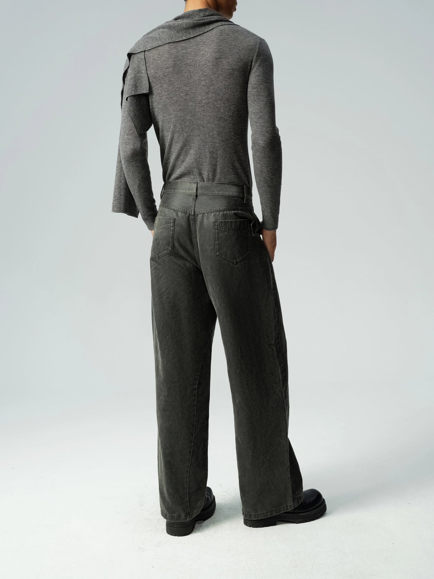 Sheer Wool Sweater & Wool Multi Wear Scarf Set