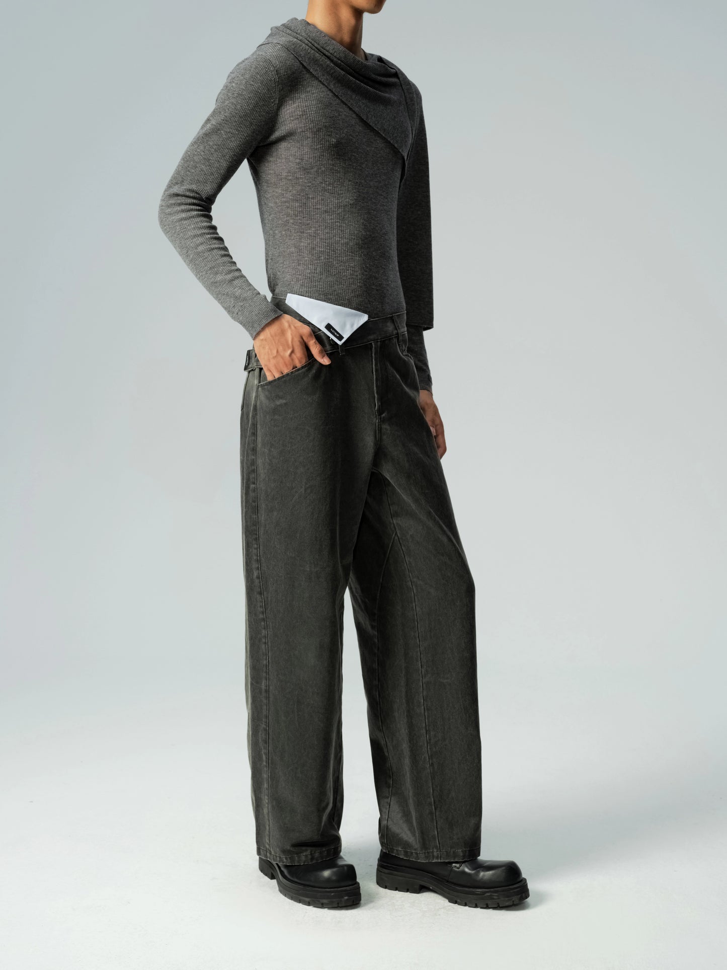 Sheer Wool Sweater & Wool Multi Wear Scarf Set