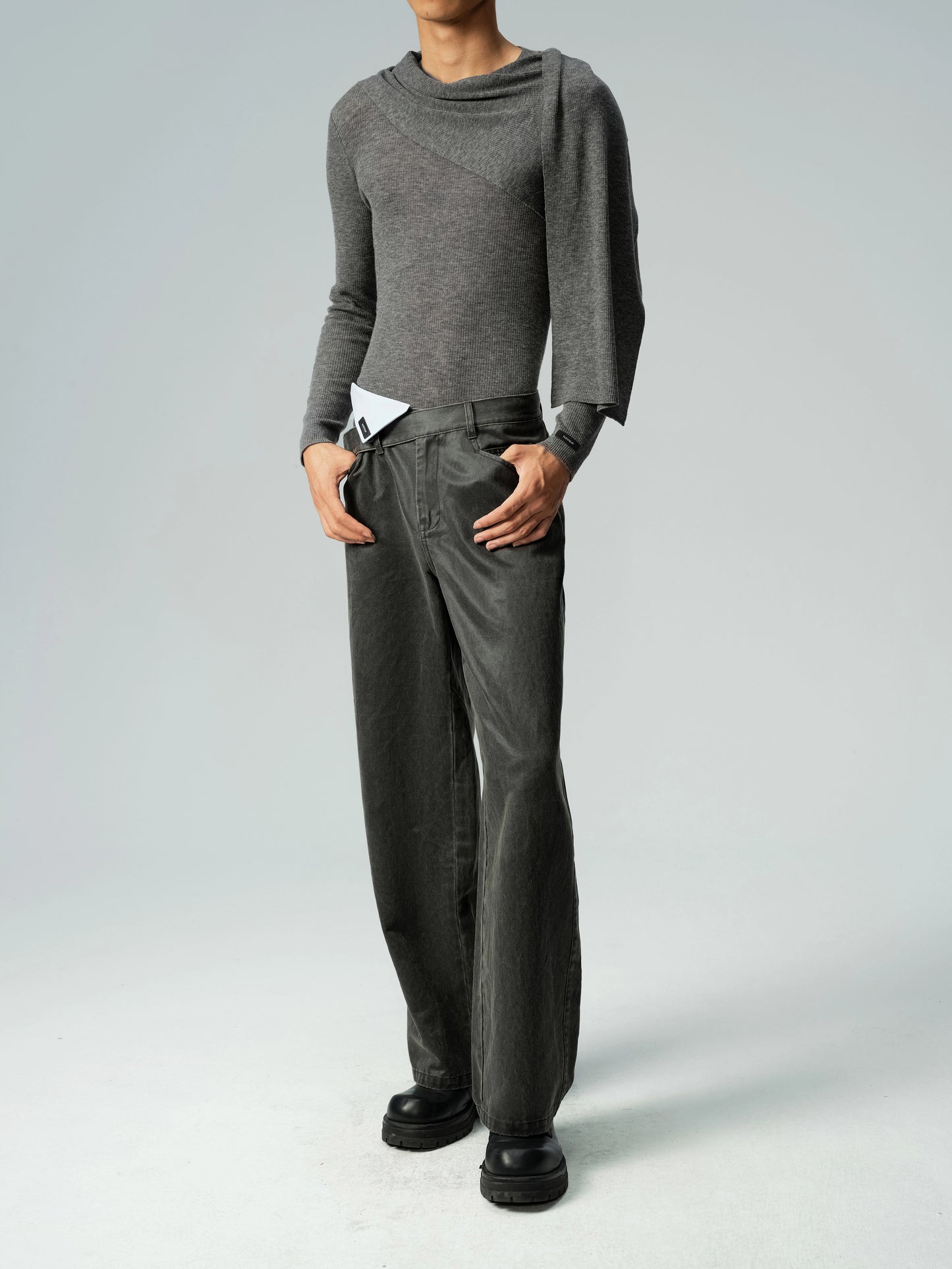 Sheer Wool Sweater & Wool Multi Wear Scarf Set