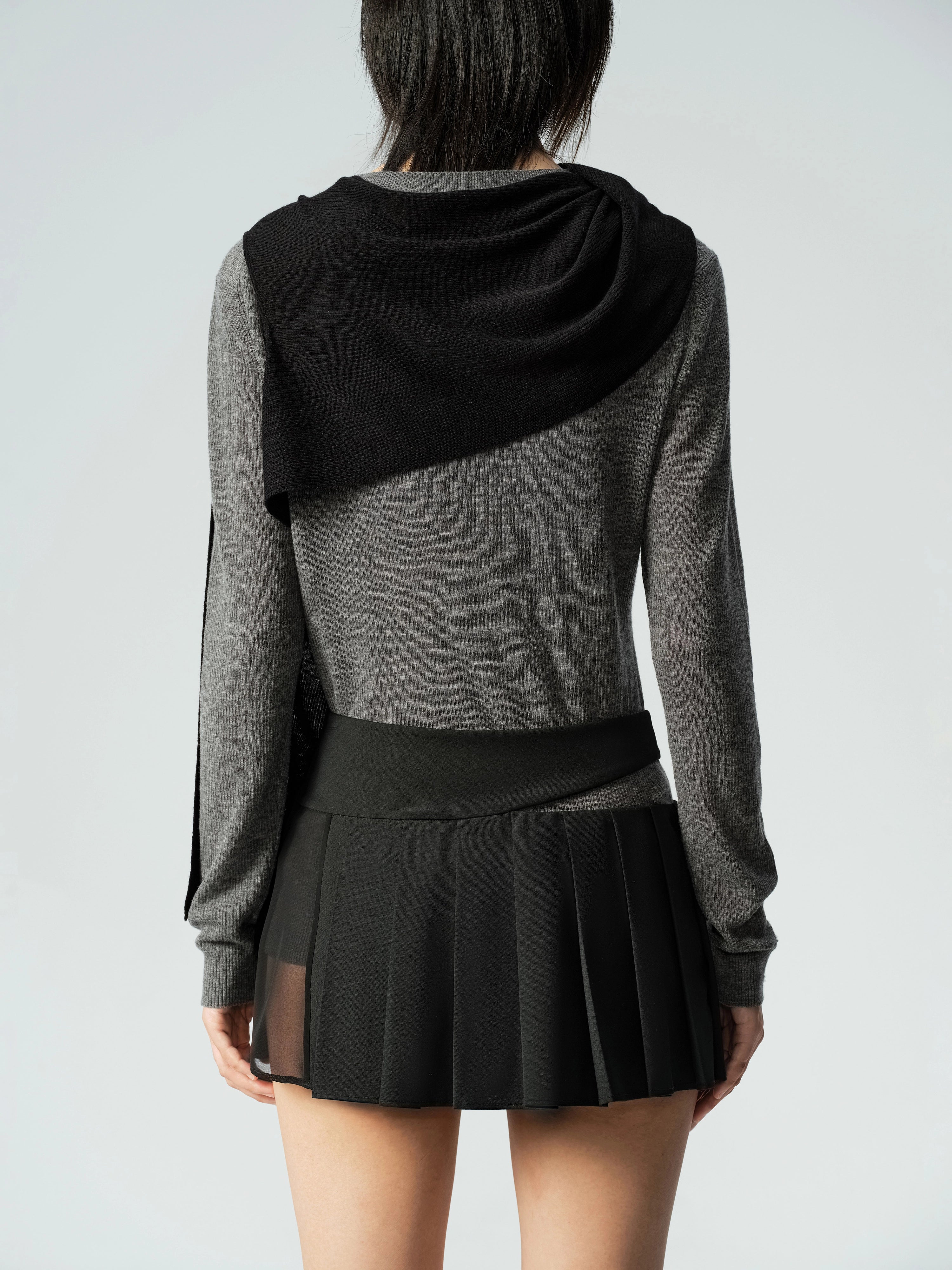 Sheer Wool Sweater & Wool Multi Wear Scarf Set