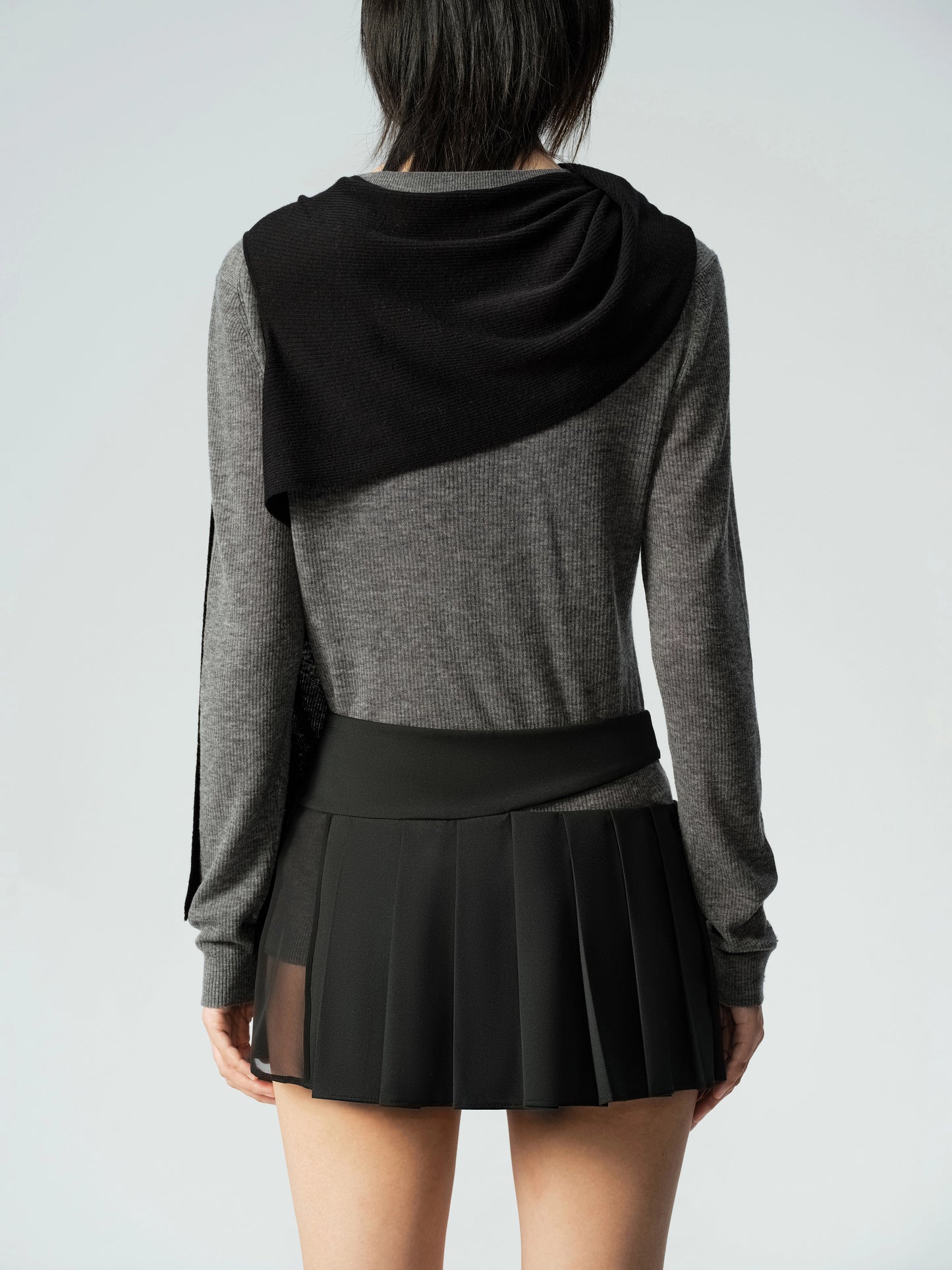 Sheer Wool Sweater & Wool Multi Wear Scarf Set