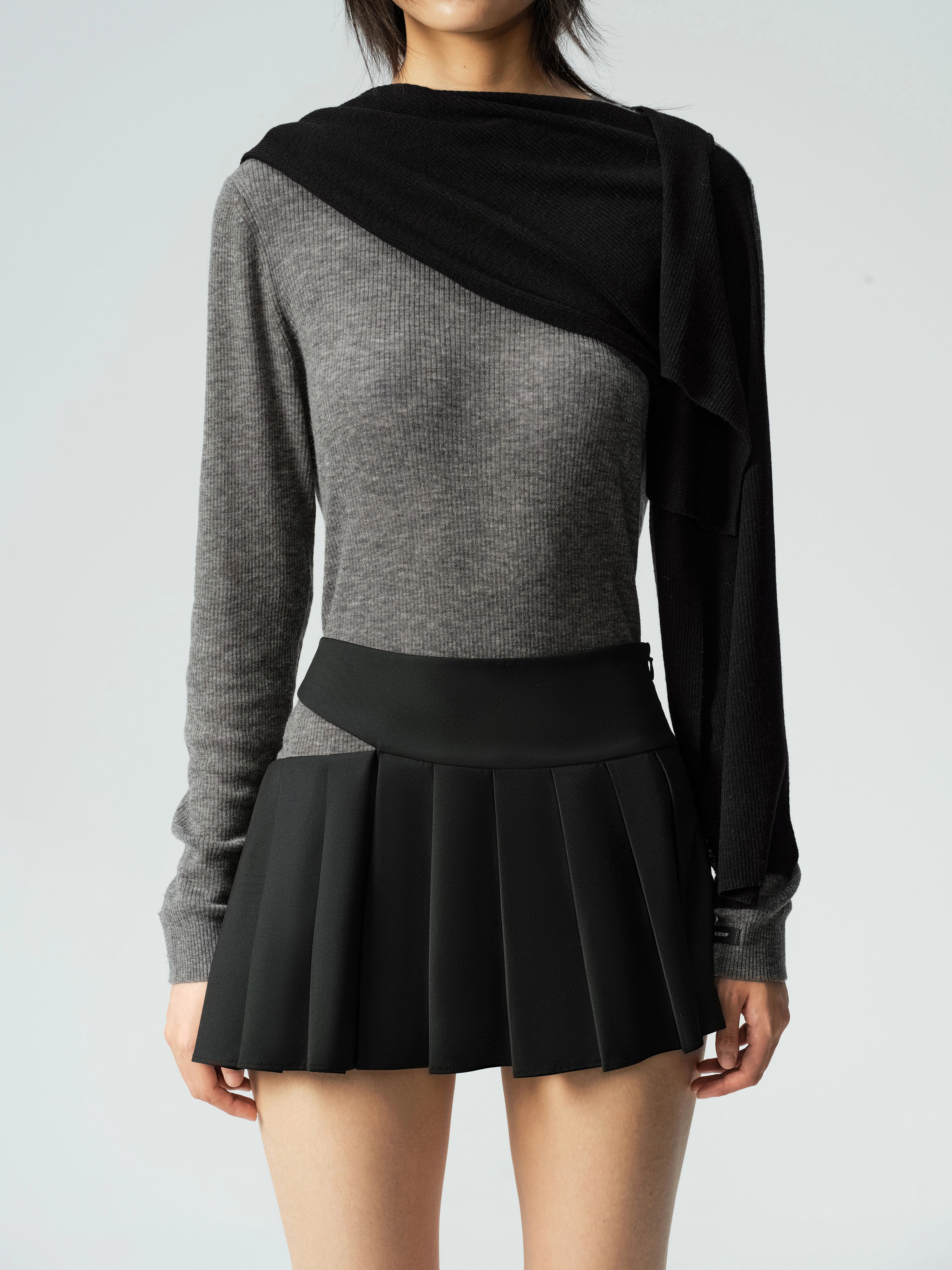 Sheer Wool Sweater & Wool Multi Wear Scarf Set