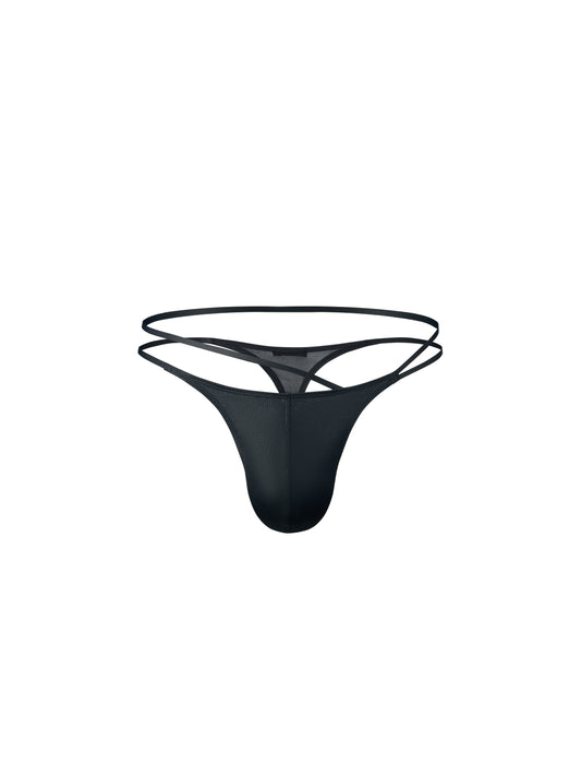 Shimmer Mesh Asymmetric Double-Waist String Thong