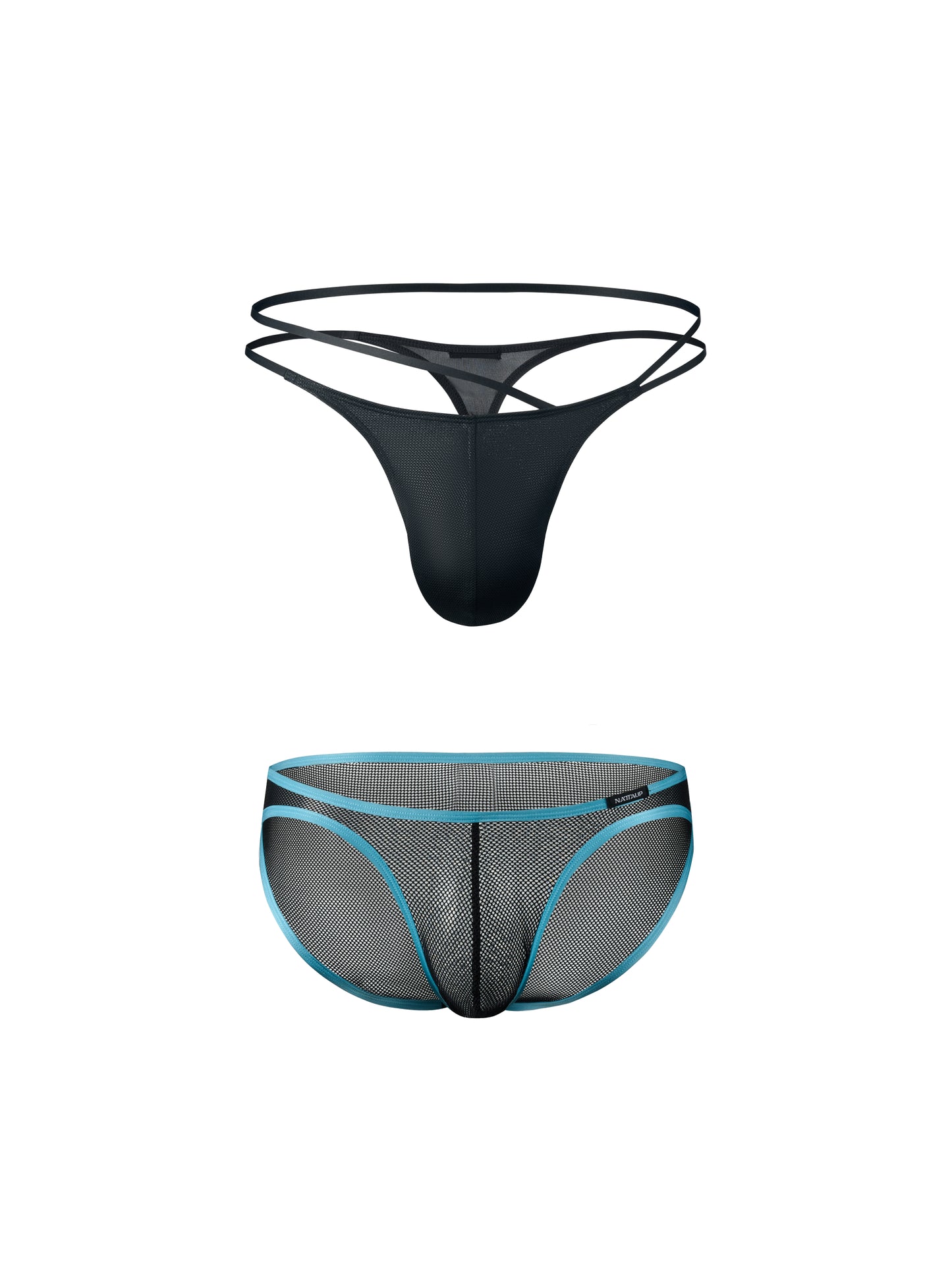 Shimmer Mesh Asymmetric Double-Waist String Thong