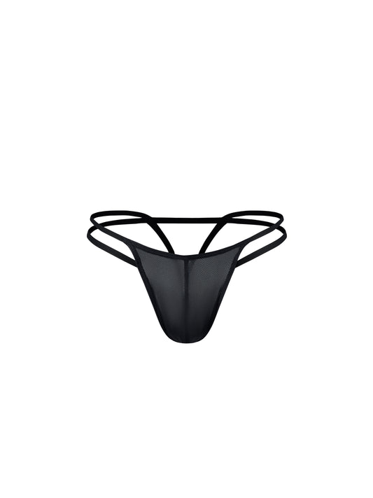 Shimmer Mesh Double Slim-Strap Thong