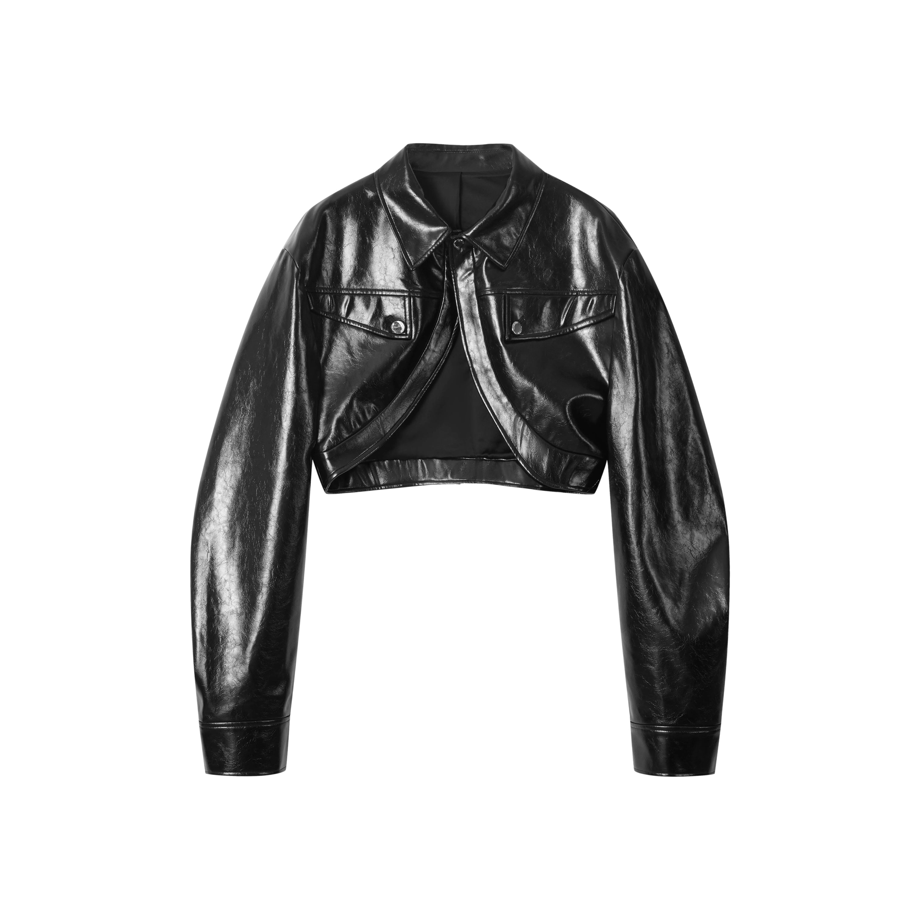 Short Glossy PU Jacket & Mesh Vest Set