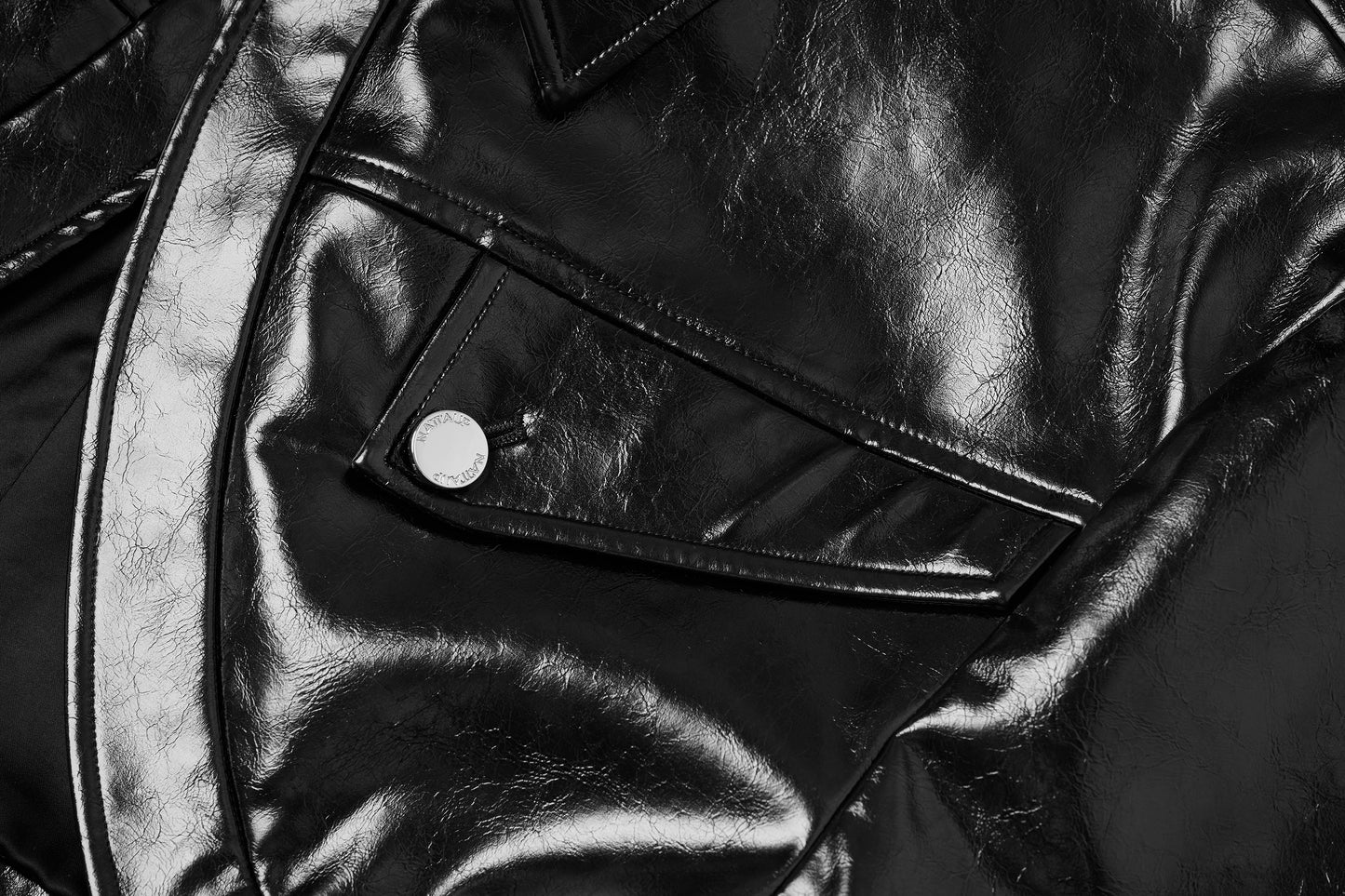 Short Glossy PU Jacket & Mesh Vest Set