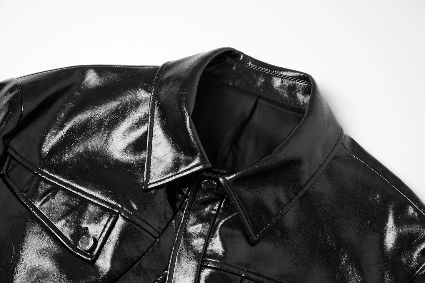 Short Glossy PU Jacket & Mesh Vest Set