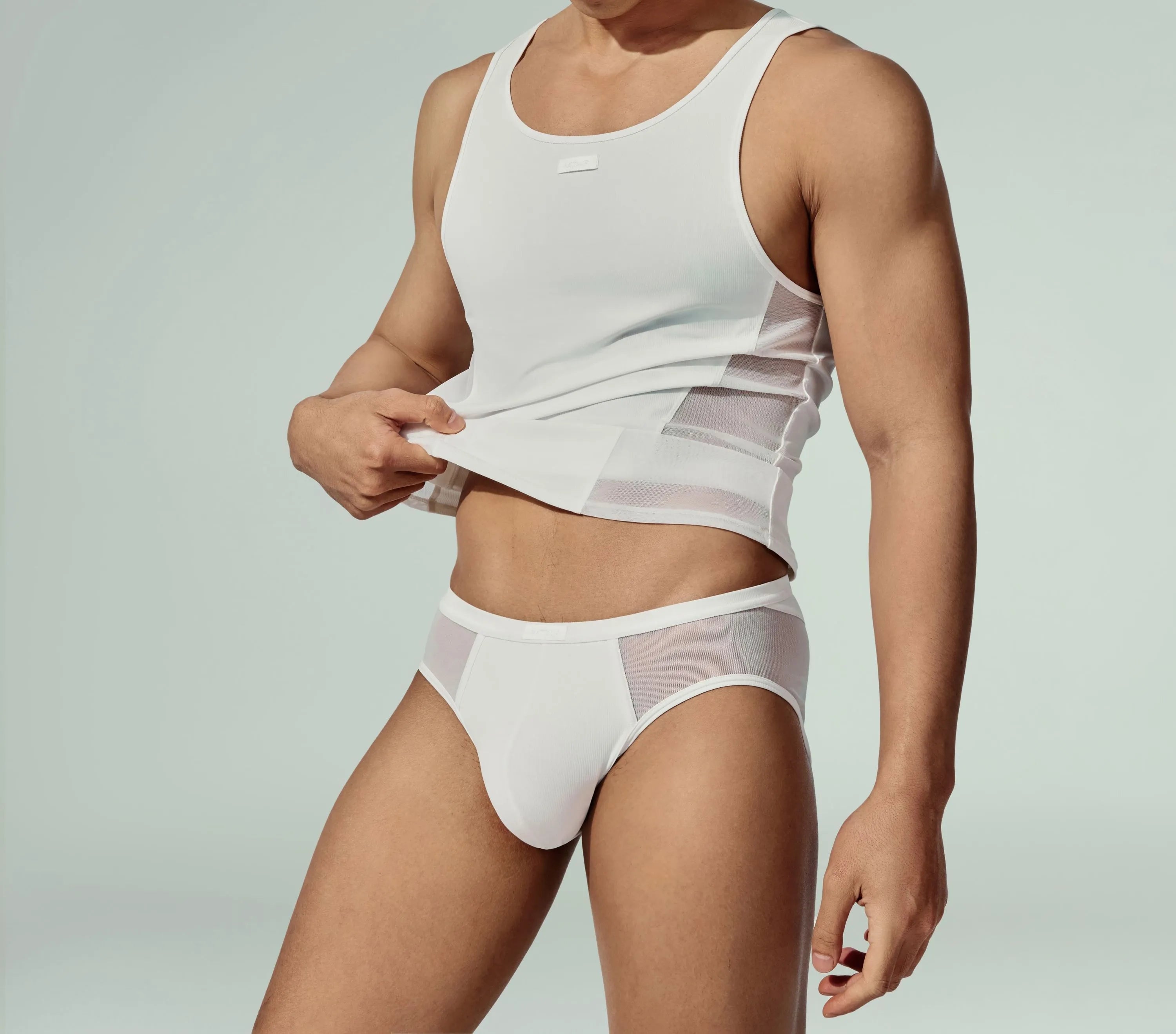 Sleep Mesh-Panel Brief (White)