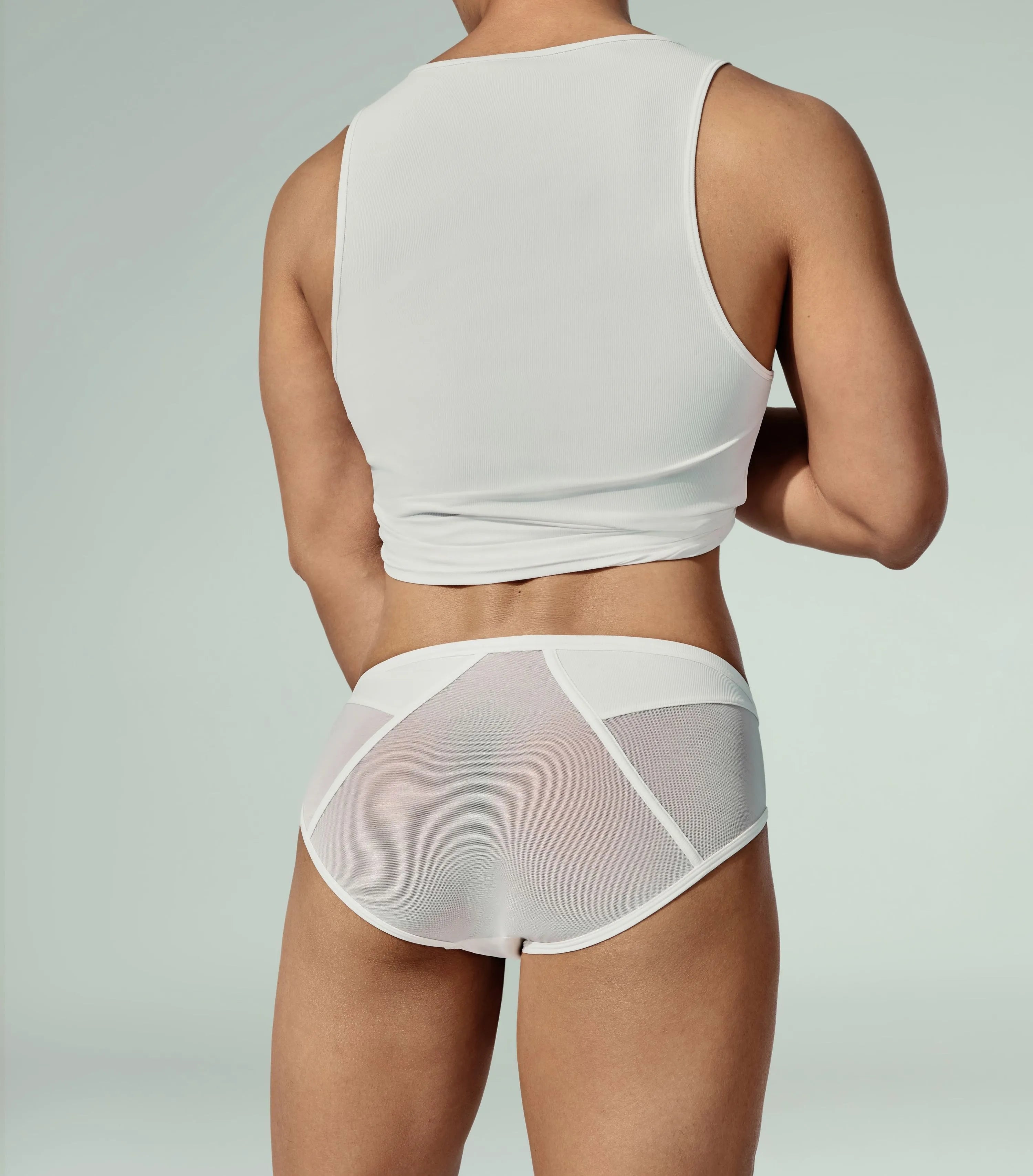 Sleep Mesh-Panel Brief (White)