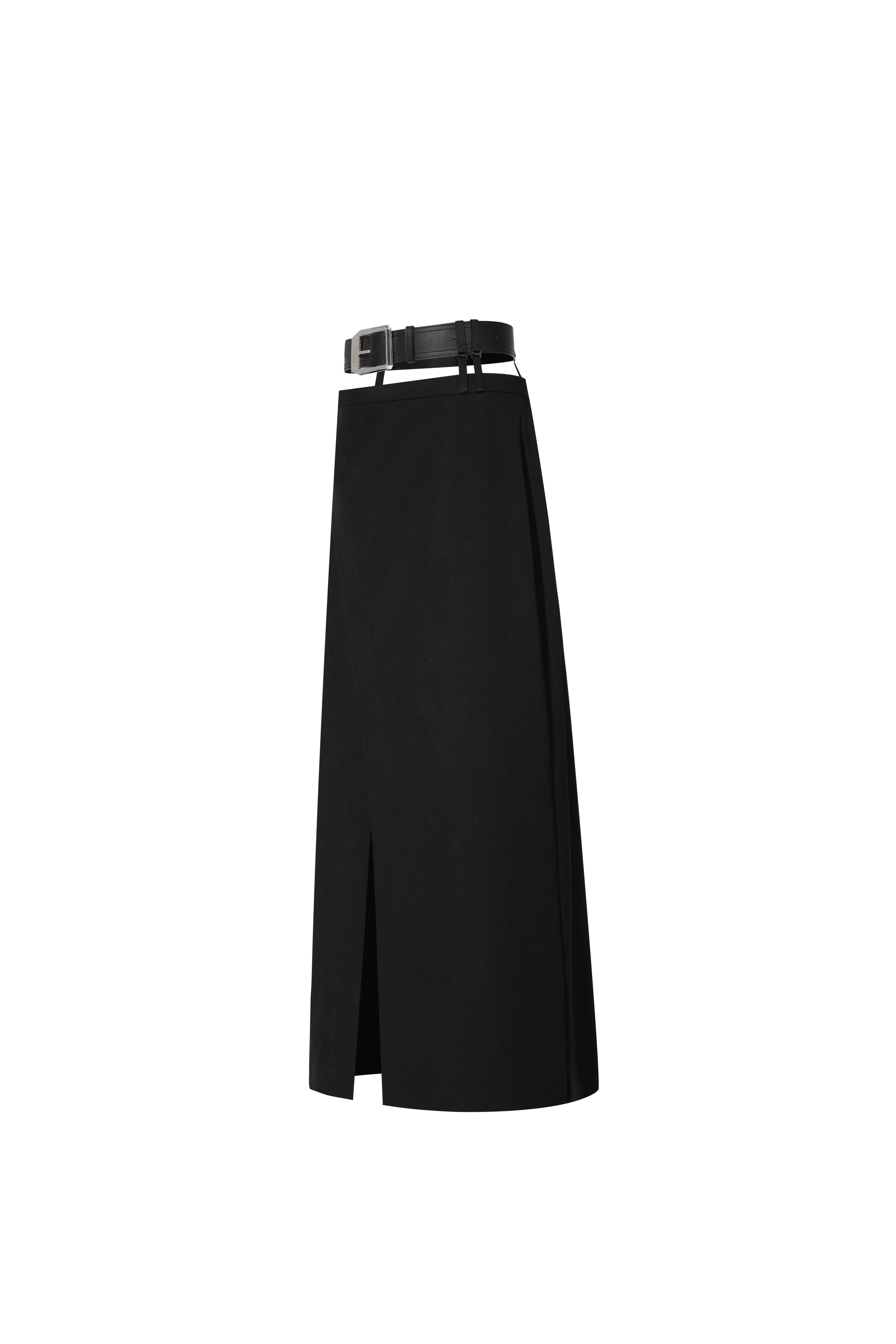 Slit Maxi Skirt & Belt