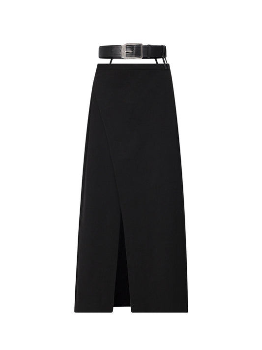 Slit Maxi Skirt & Belt