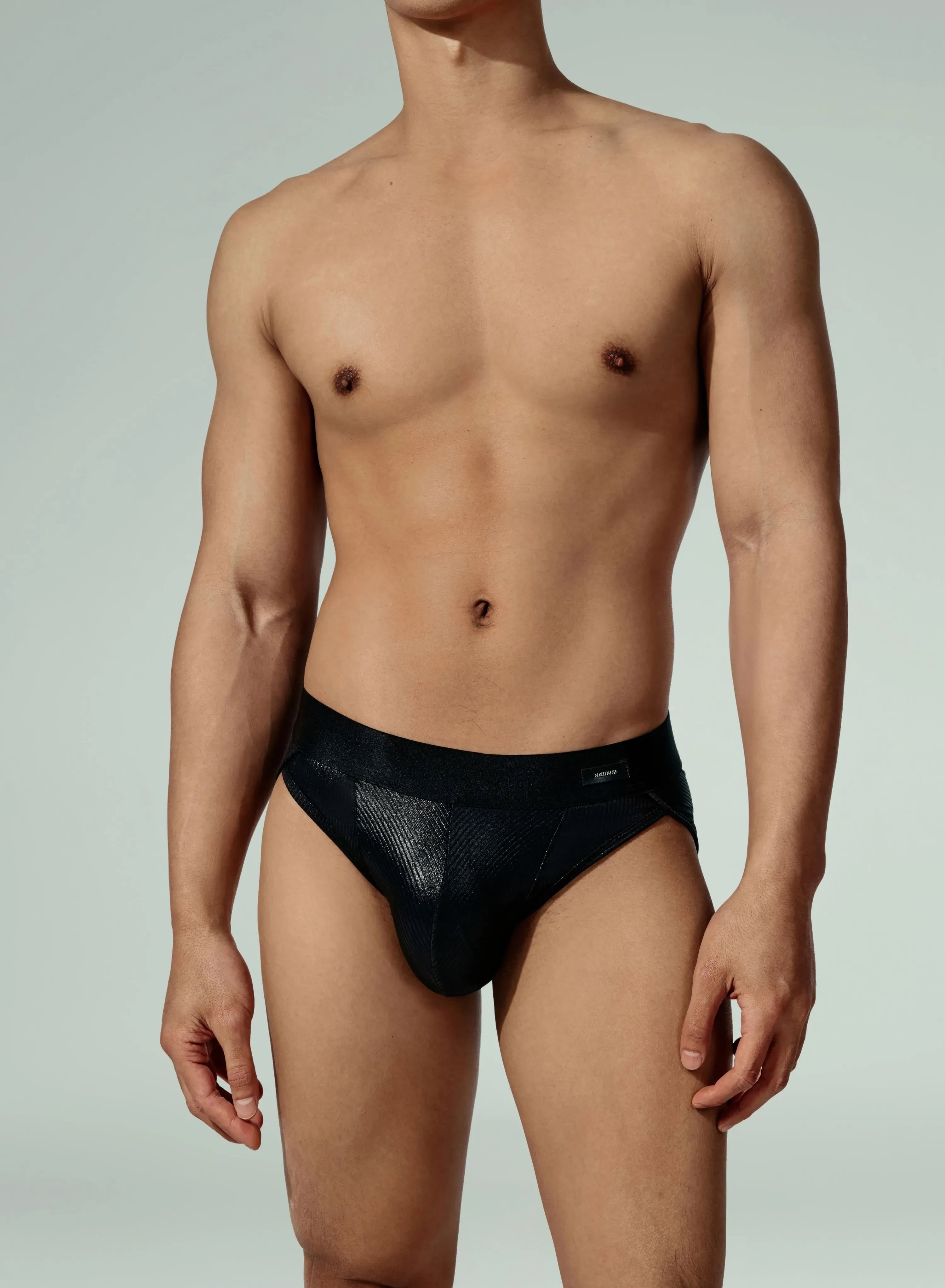 Sparkling Ribbed High-Cut Brief (Black)