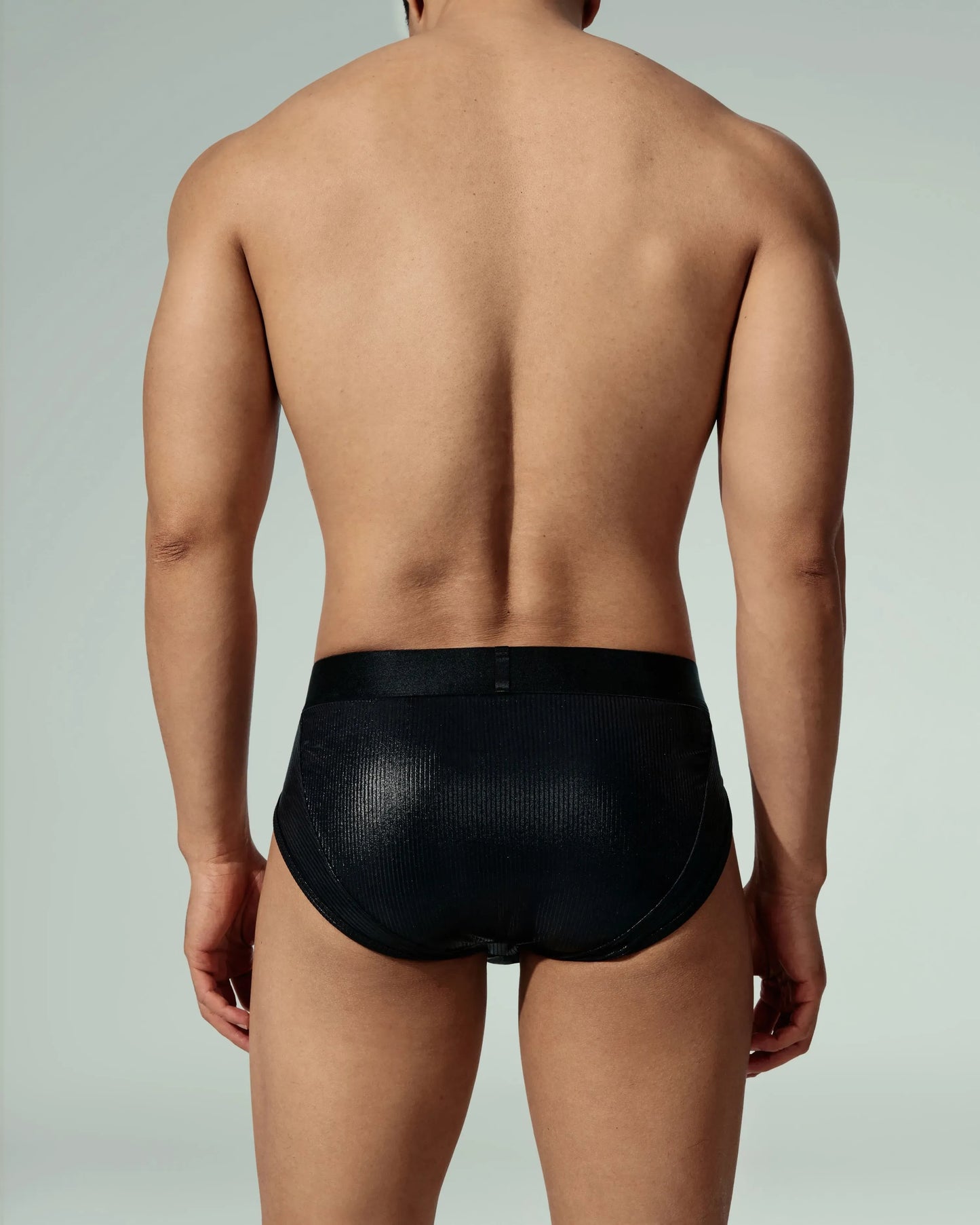 Sparkling Ribbed High-Cut Brief (Black)