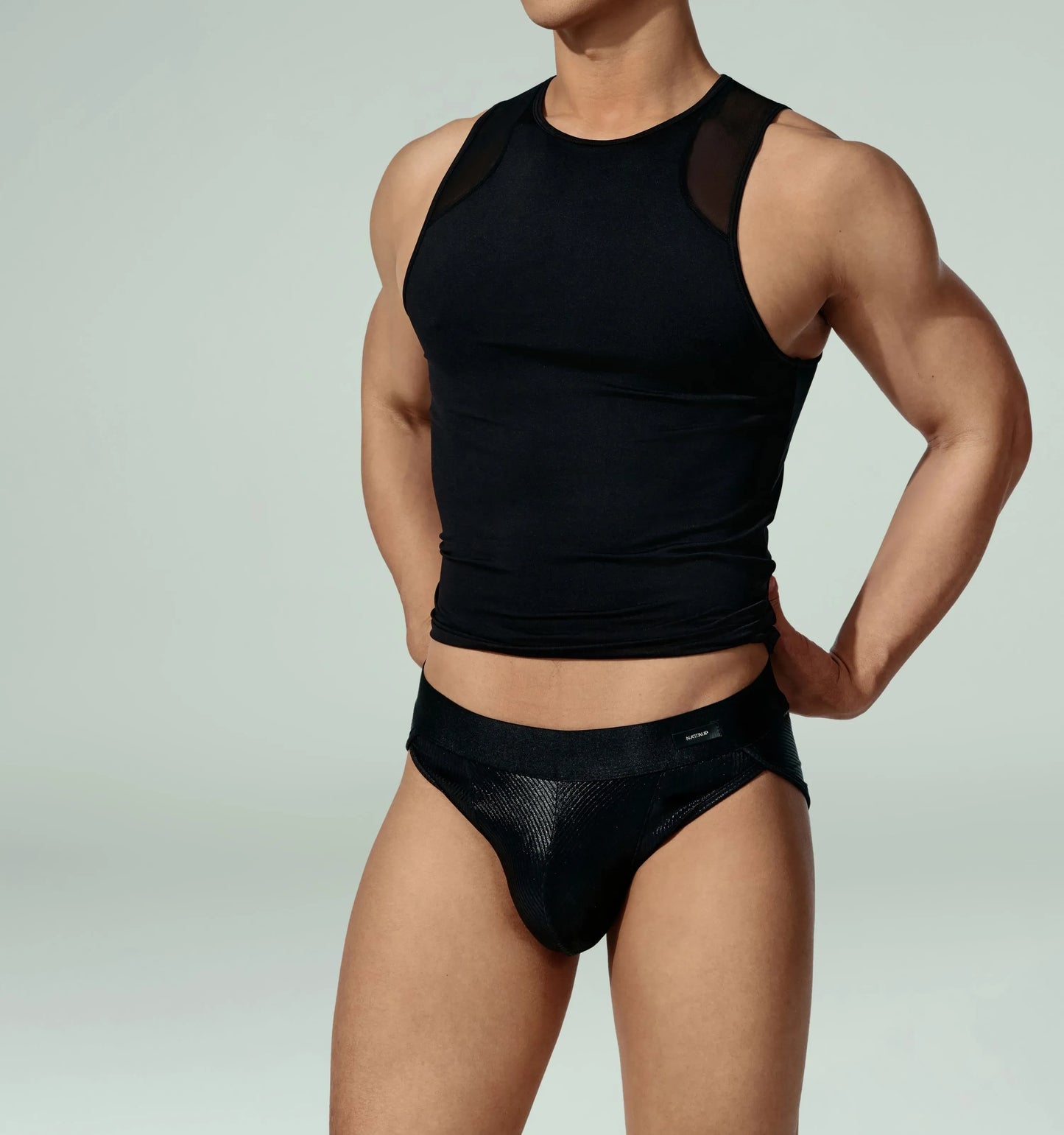 Sparkling Ribbed High-Cut Brief (Black)