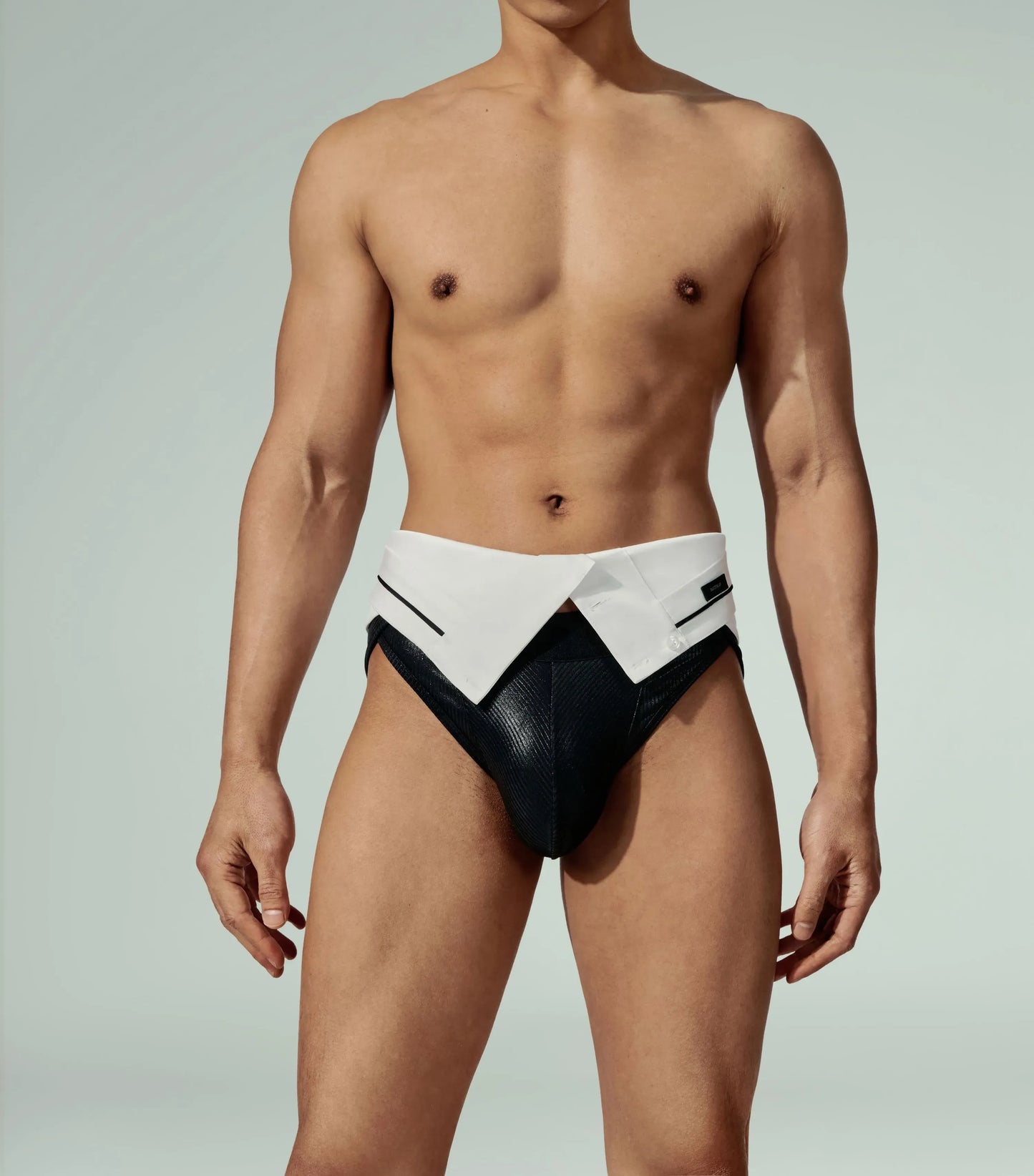 Sparkling Ribbed High-Cut Brief (Black)