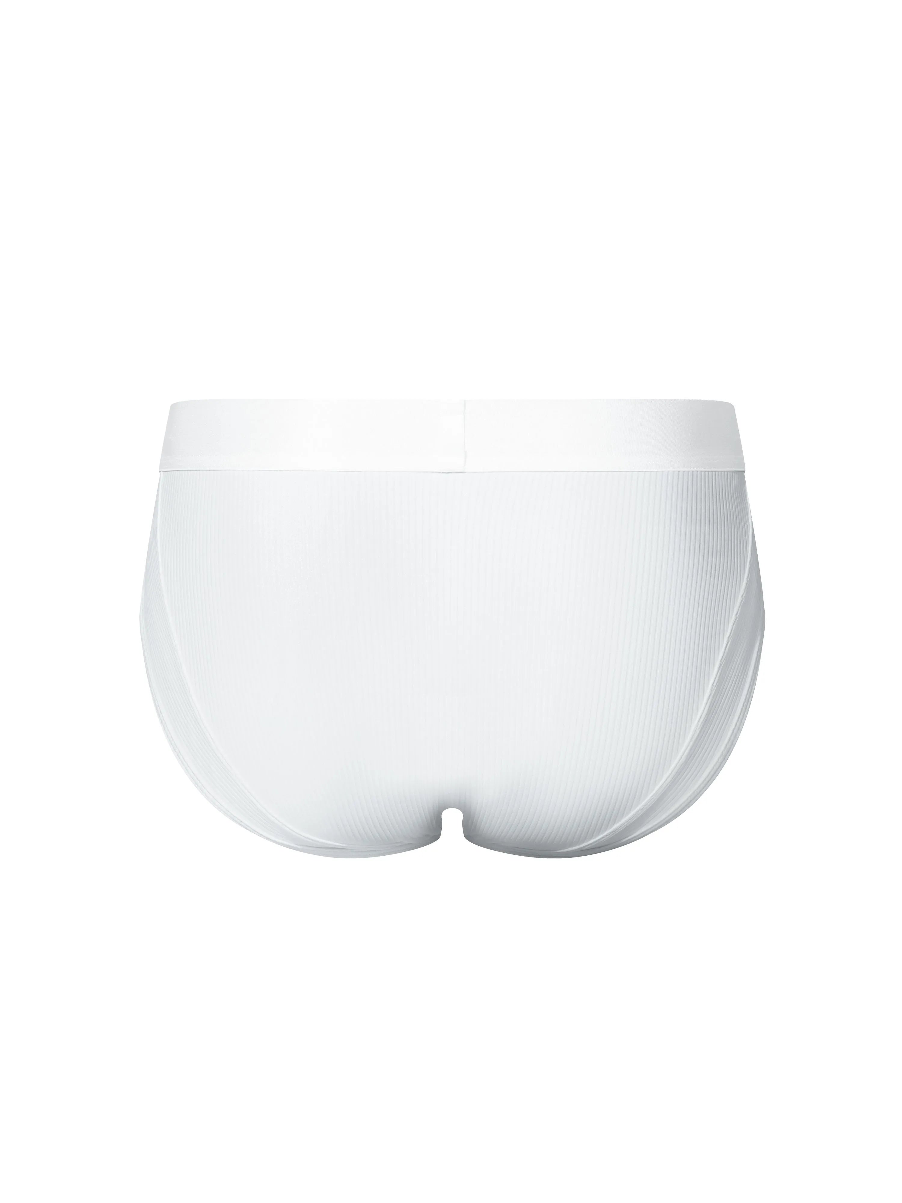 Sparkling Ribbed High-Cut Brief (White)