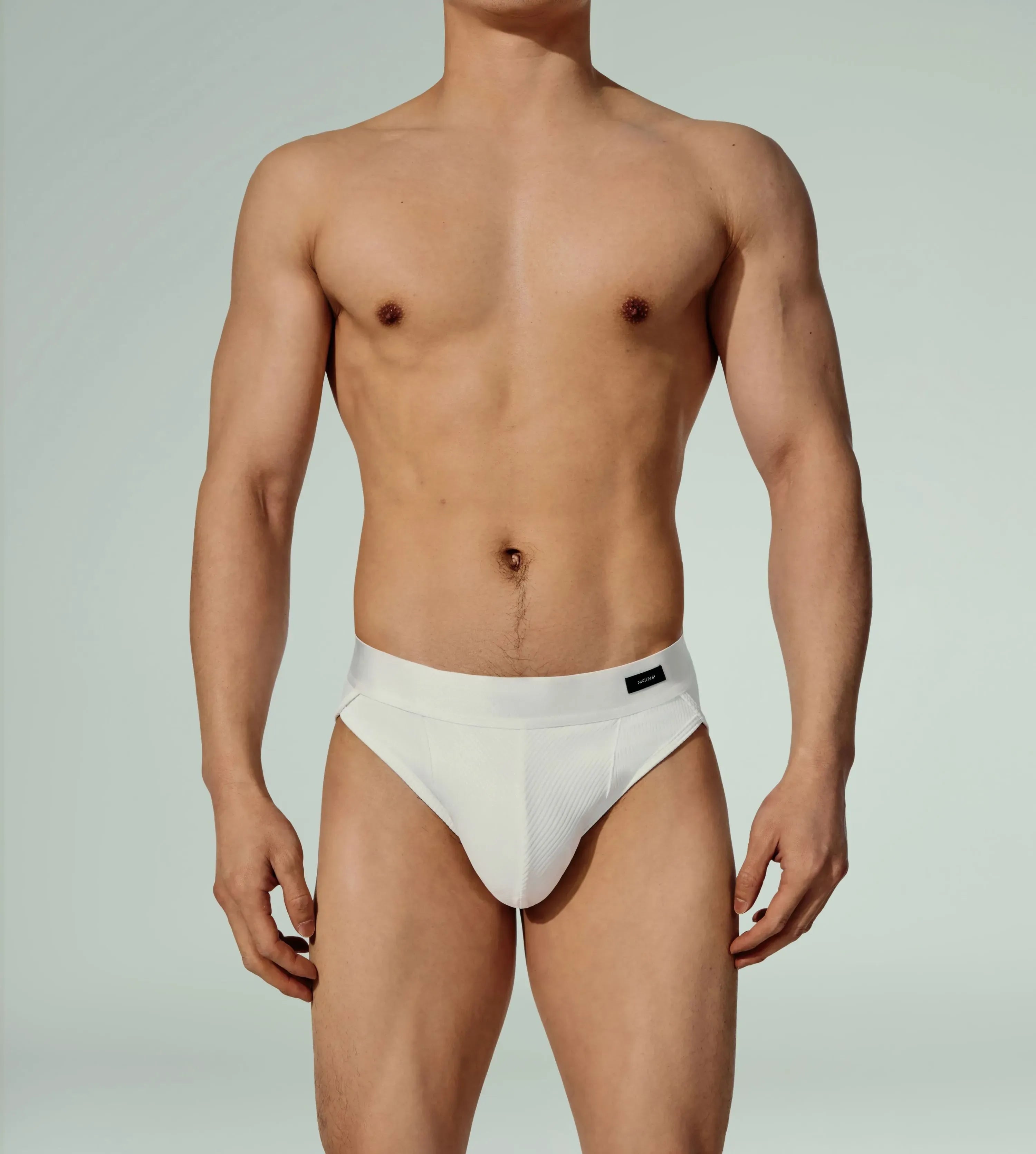 Sparkling Ribbed High-Cut Brief (White)