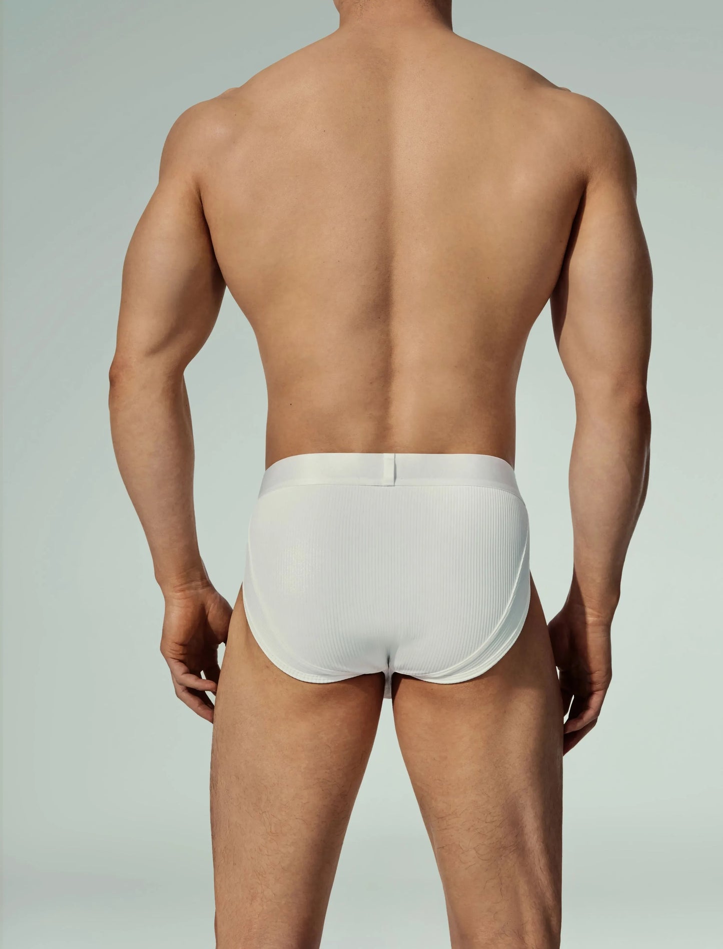 Sparkling Ribbed High-Cut Brief (White)