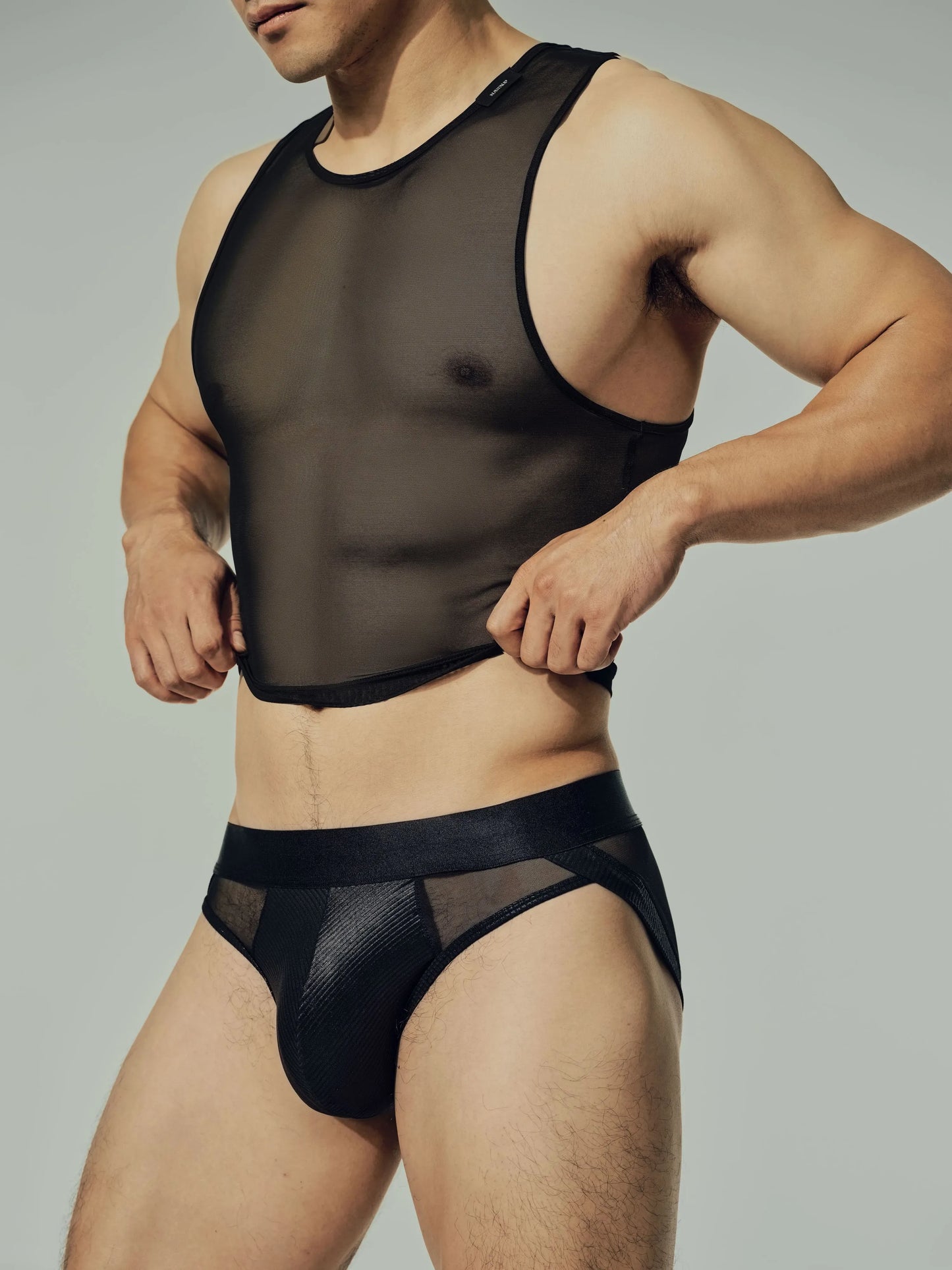 Sparkling-Ribbed Mesh Brief
