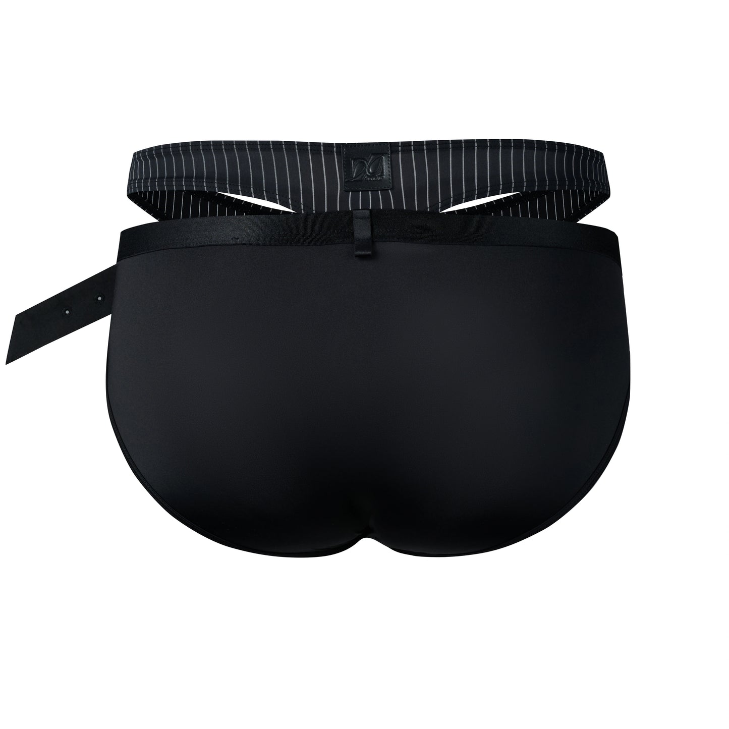 Striped Detachable-Panel Brief with Detachable Belt