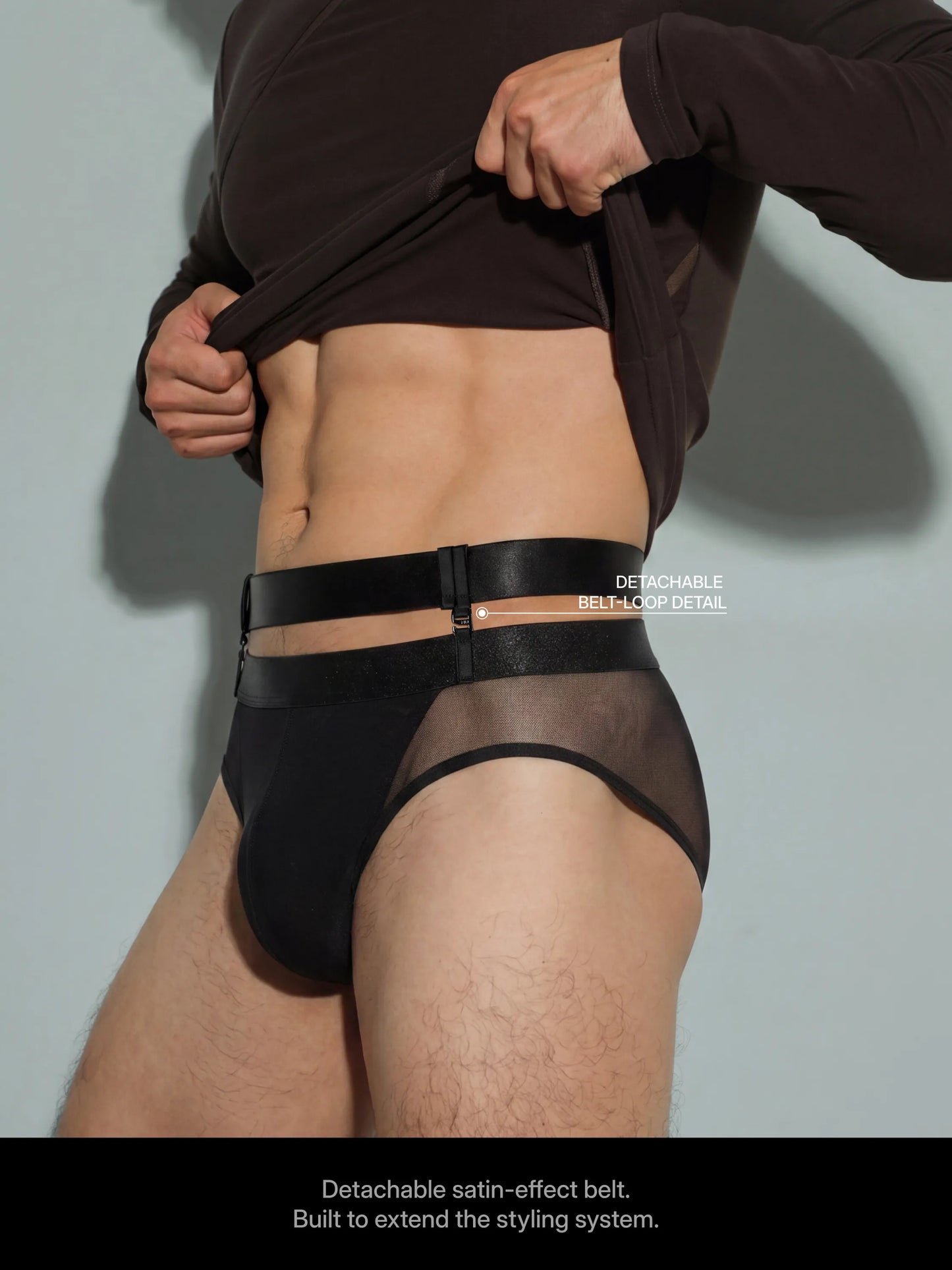 Full-Band Mesh Brief with Interchangeable Belt Accessories
