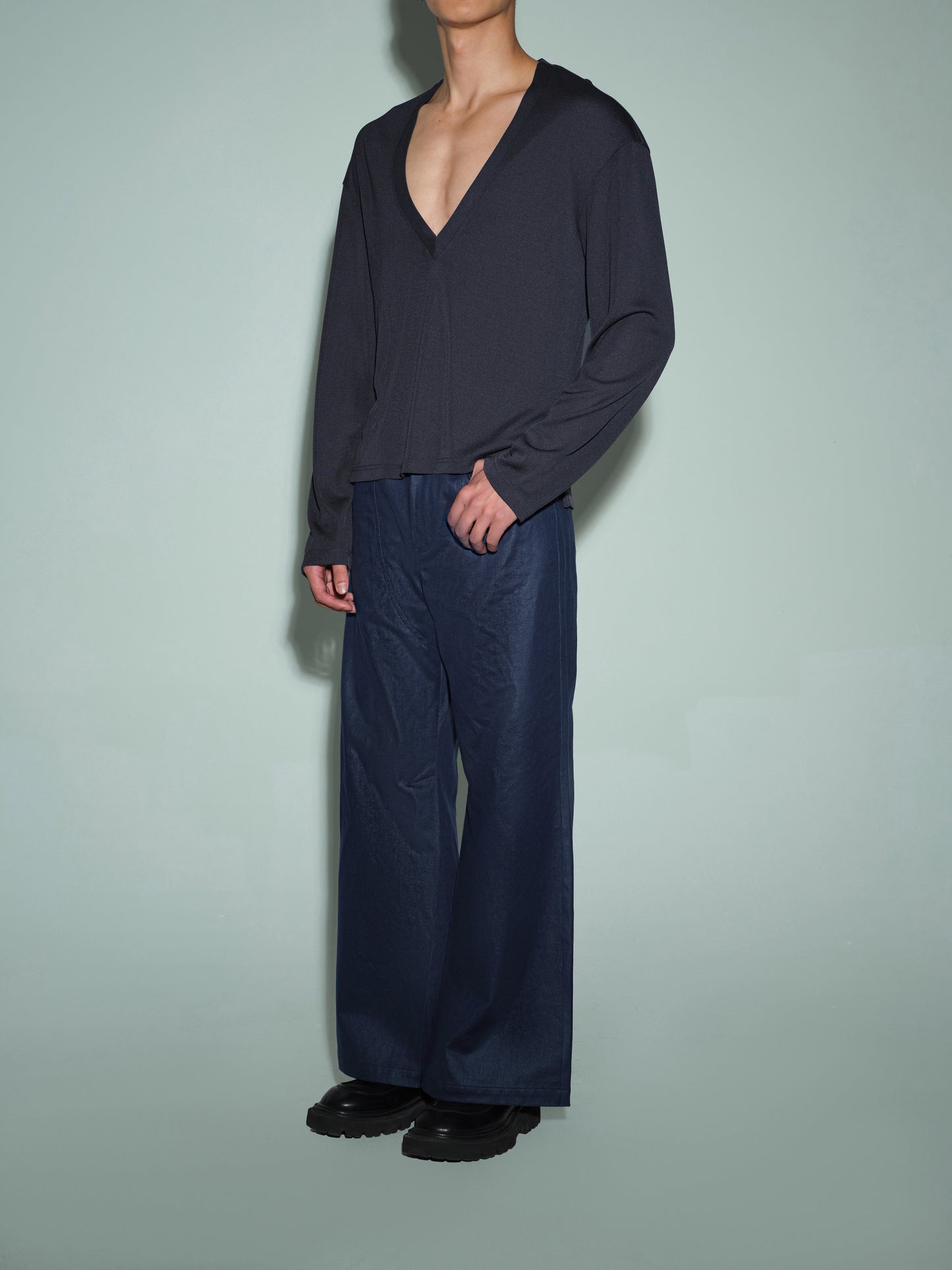 V-Neck Knitted Overshirt