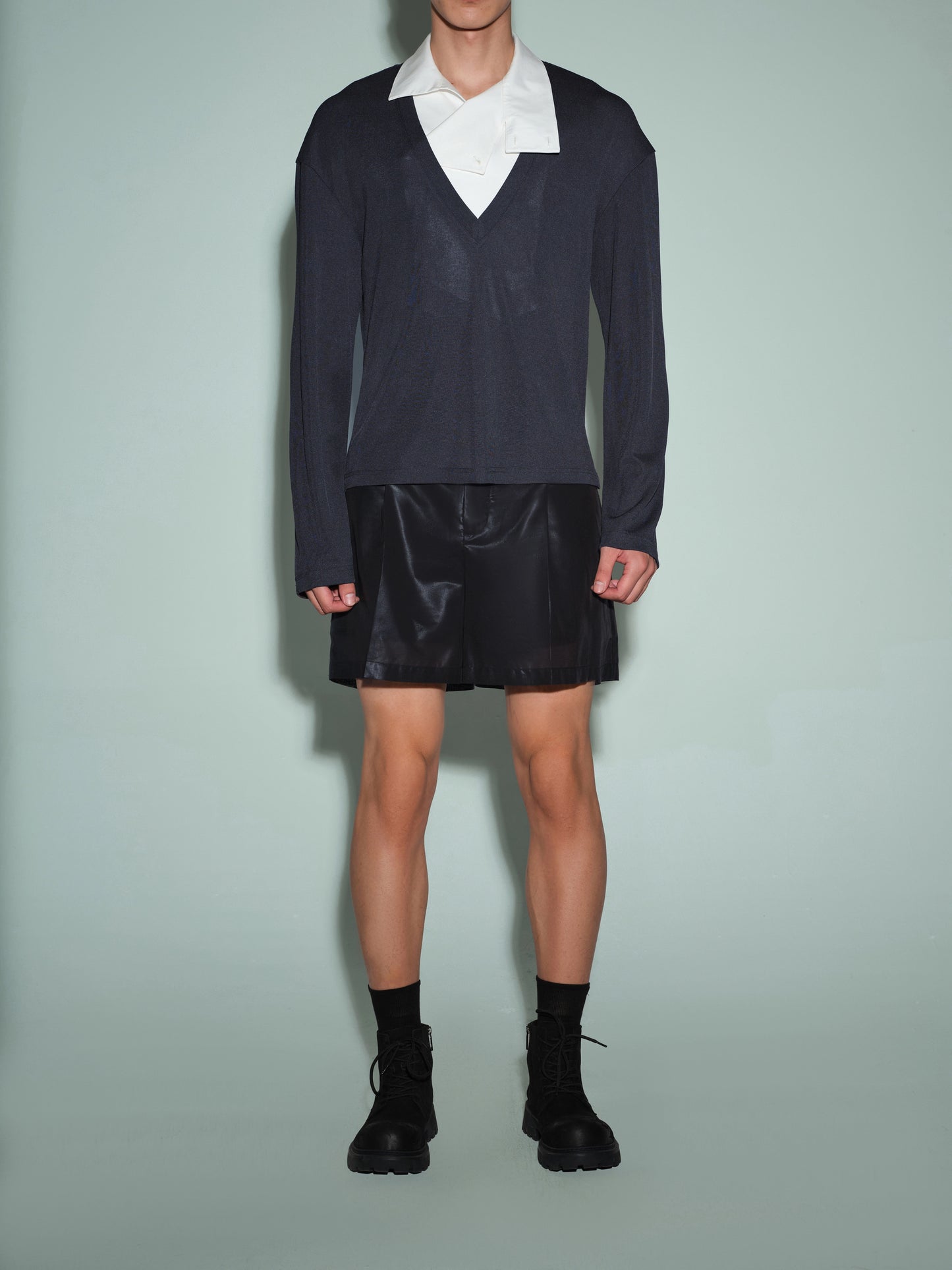 V-Neck Knitted Overshirt