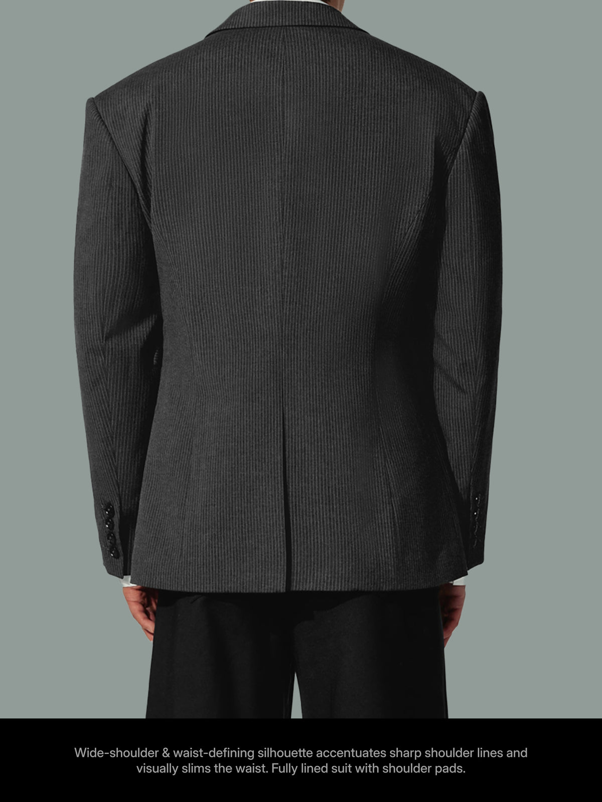 Waist Strap Suit Jacket & Faux Leather Slide Buckle Belt