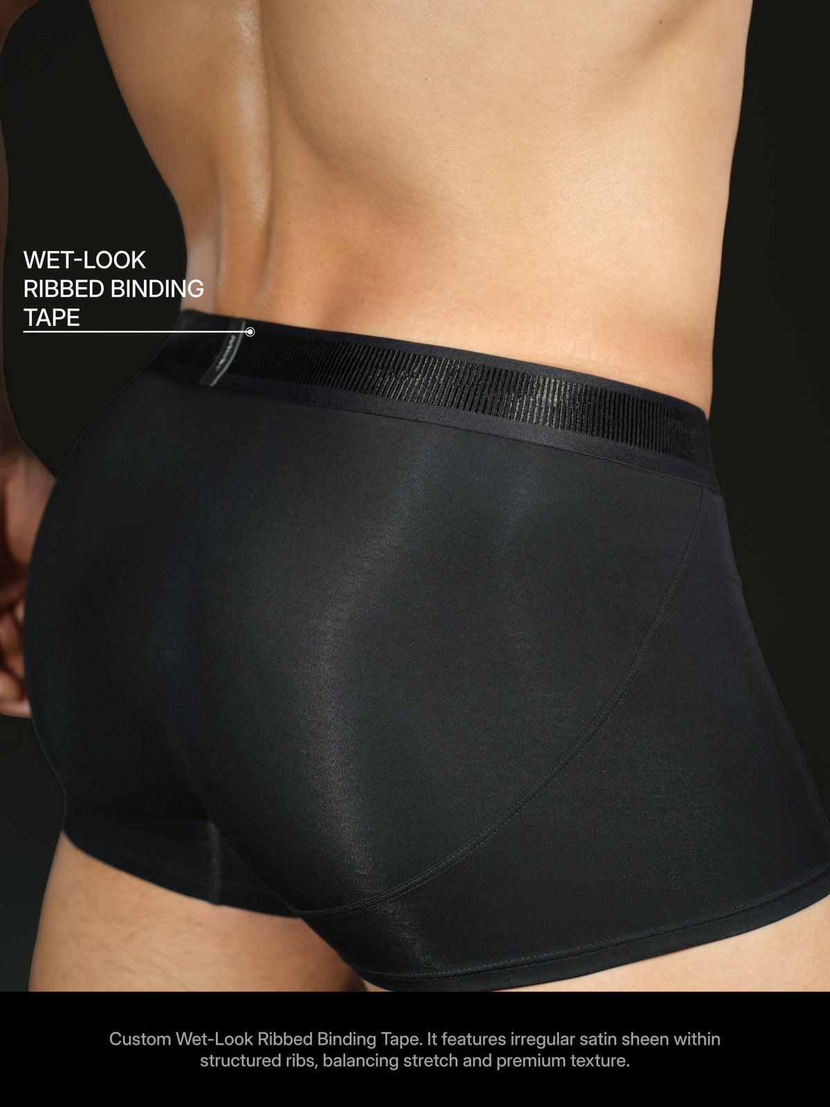 Wet-Look Ribbed Waistband Trunk