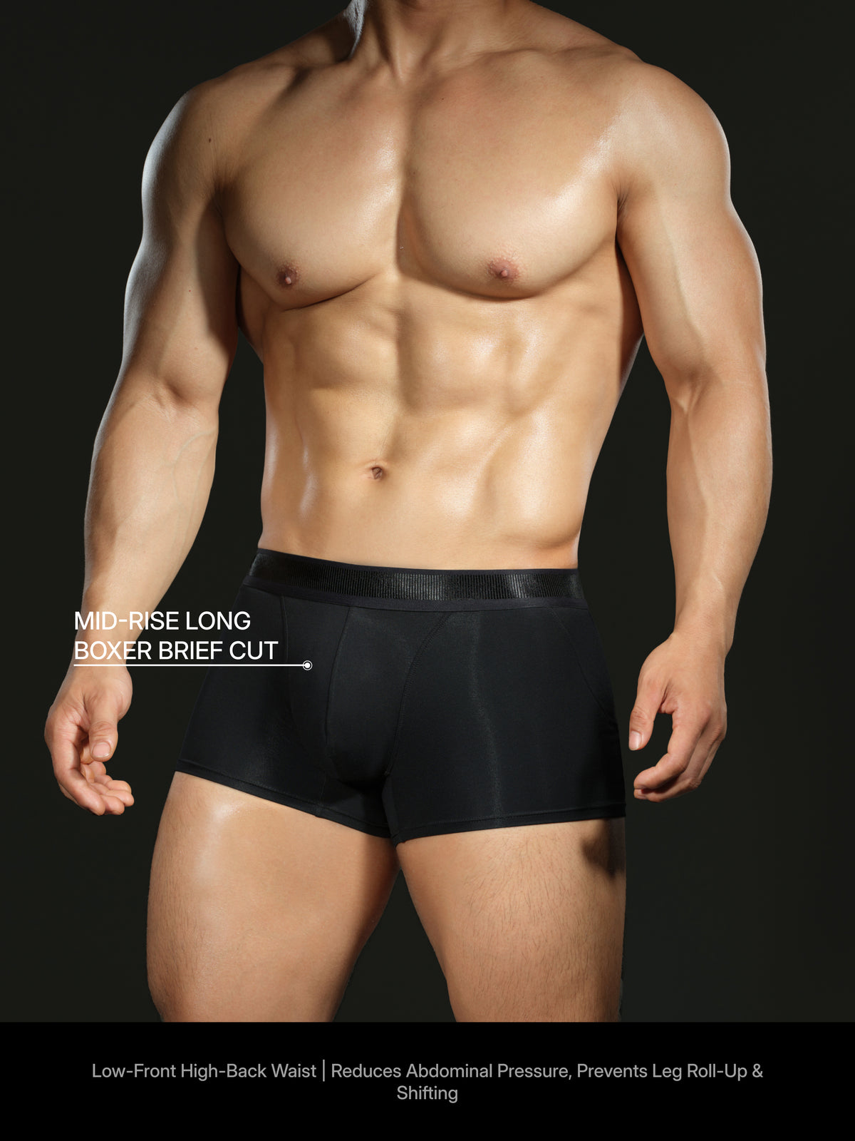 Wet-Look Ribbed Waistband Trunk