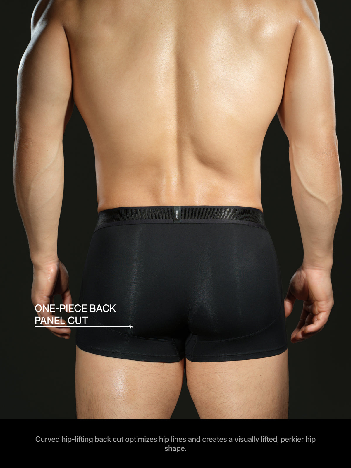 Wet-Look Ribbed Waistband Trunk