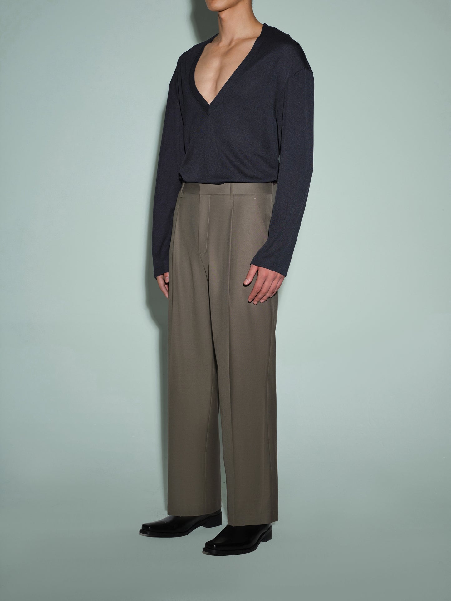 Wool Trouser with Removable Cincher  & Adjustable Wool Waist Cincher