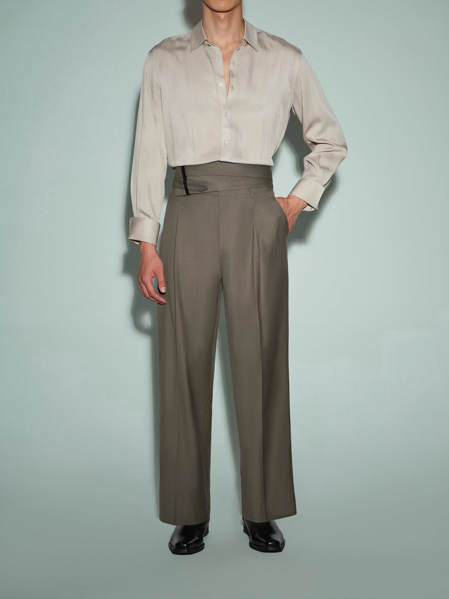 Wool Trouser with Removable Cincher  & Adjustable Wool Waist Cincher