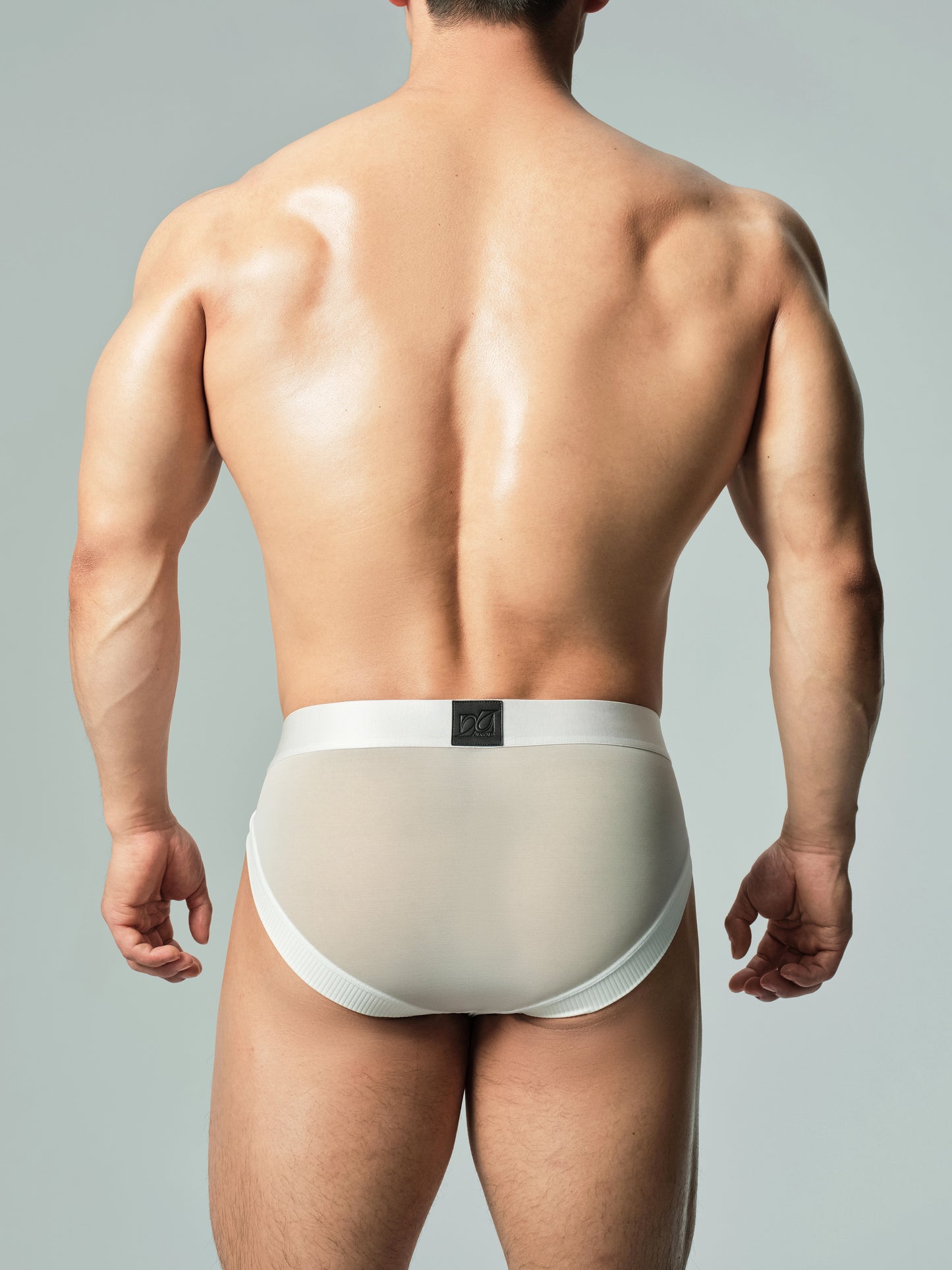 Sparkling Ribbed Mesh Panel Brief White Black