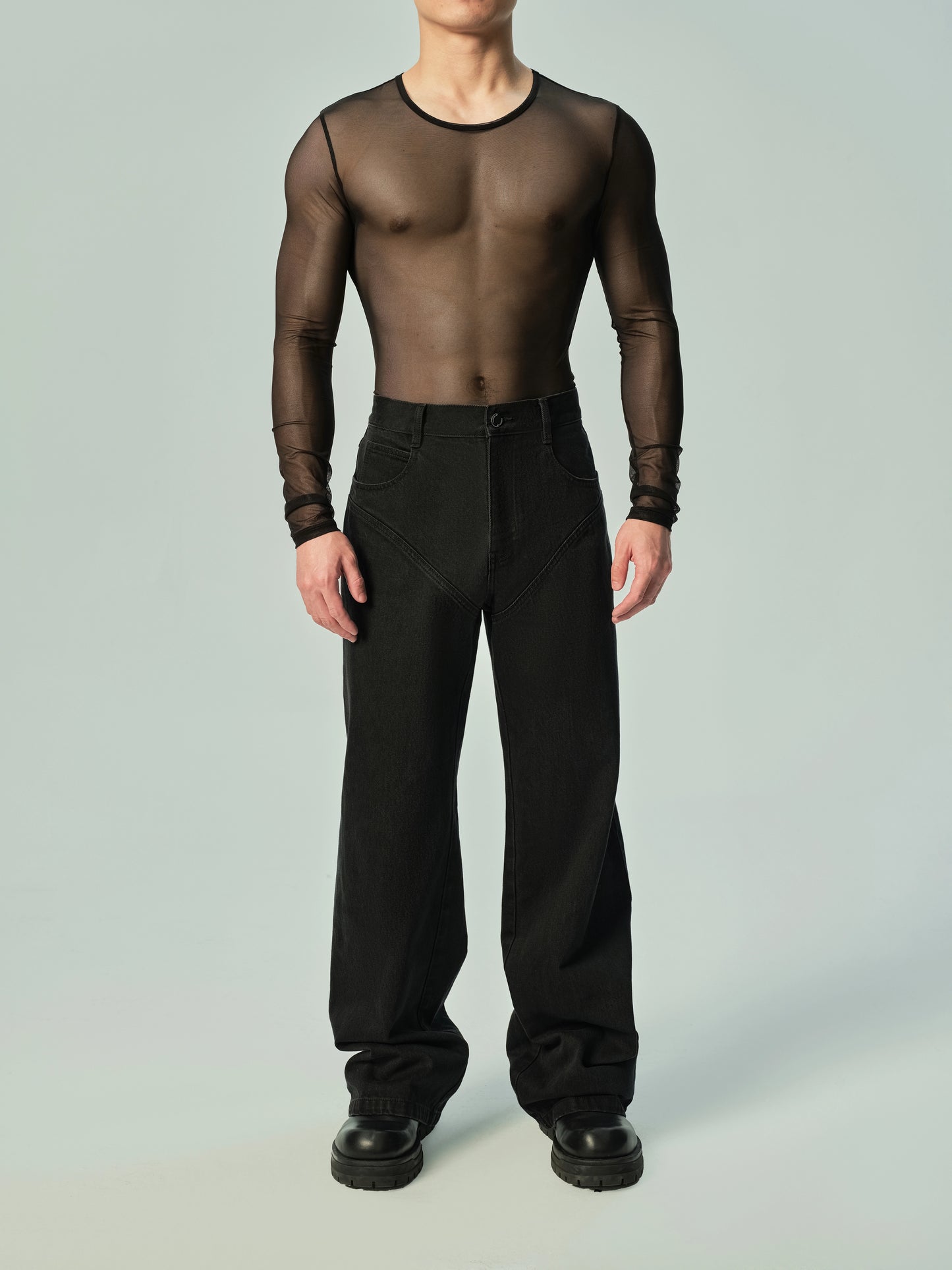Lustrous Mesh Shoulder Accessory & Lustrous Mesh Long Sleeve Top
